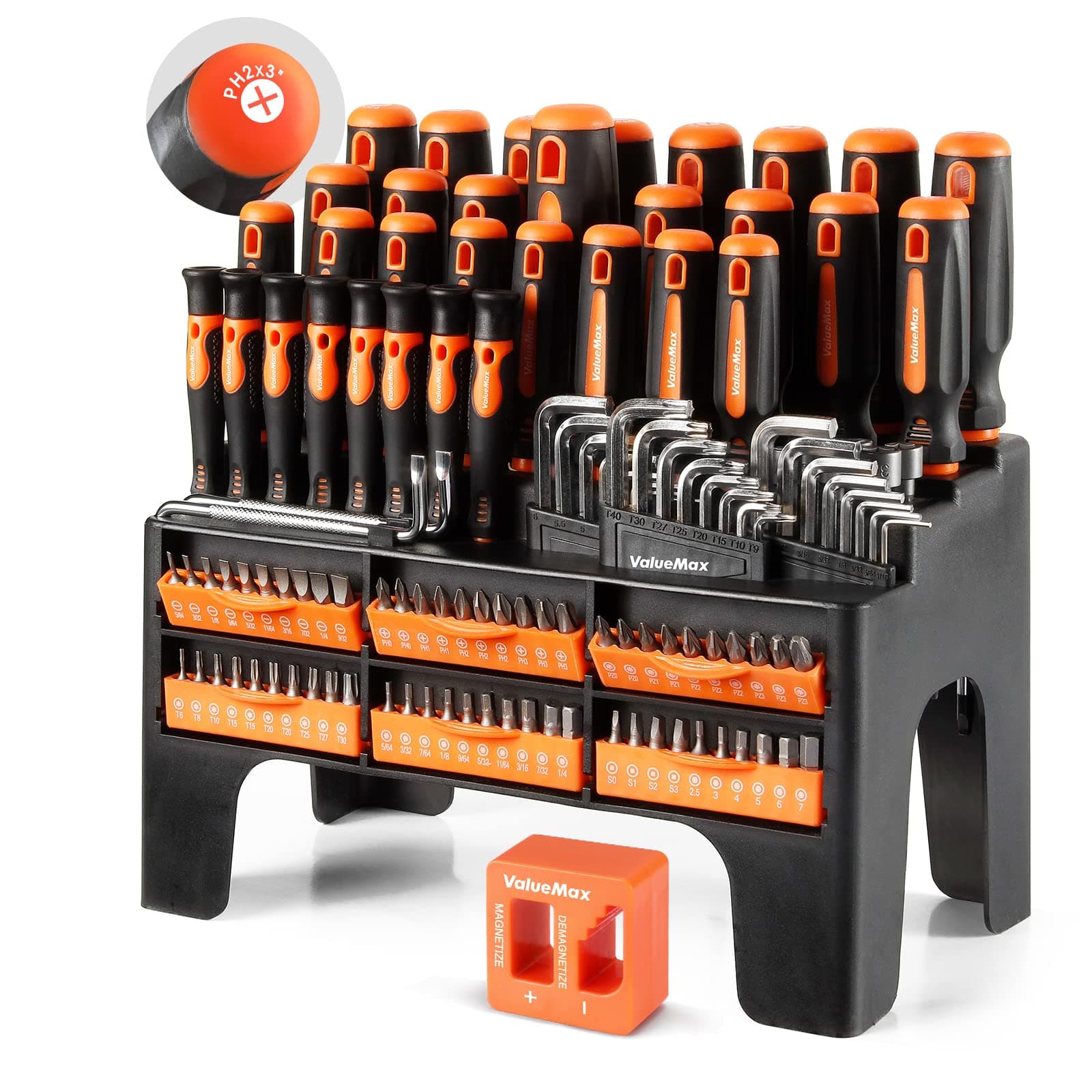 126-PC Magnetic Screwdriver Set with Plastic Racking Organizer, Magnetizer Demagnetizer, DIY Tools & Equipment for Men Women Mechanic, Herramientas Tool Bit Kit Home Improvement Gift