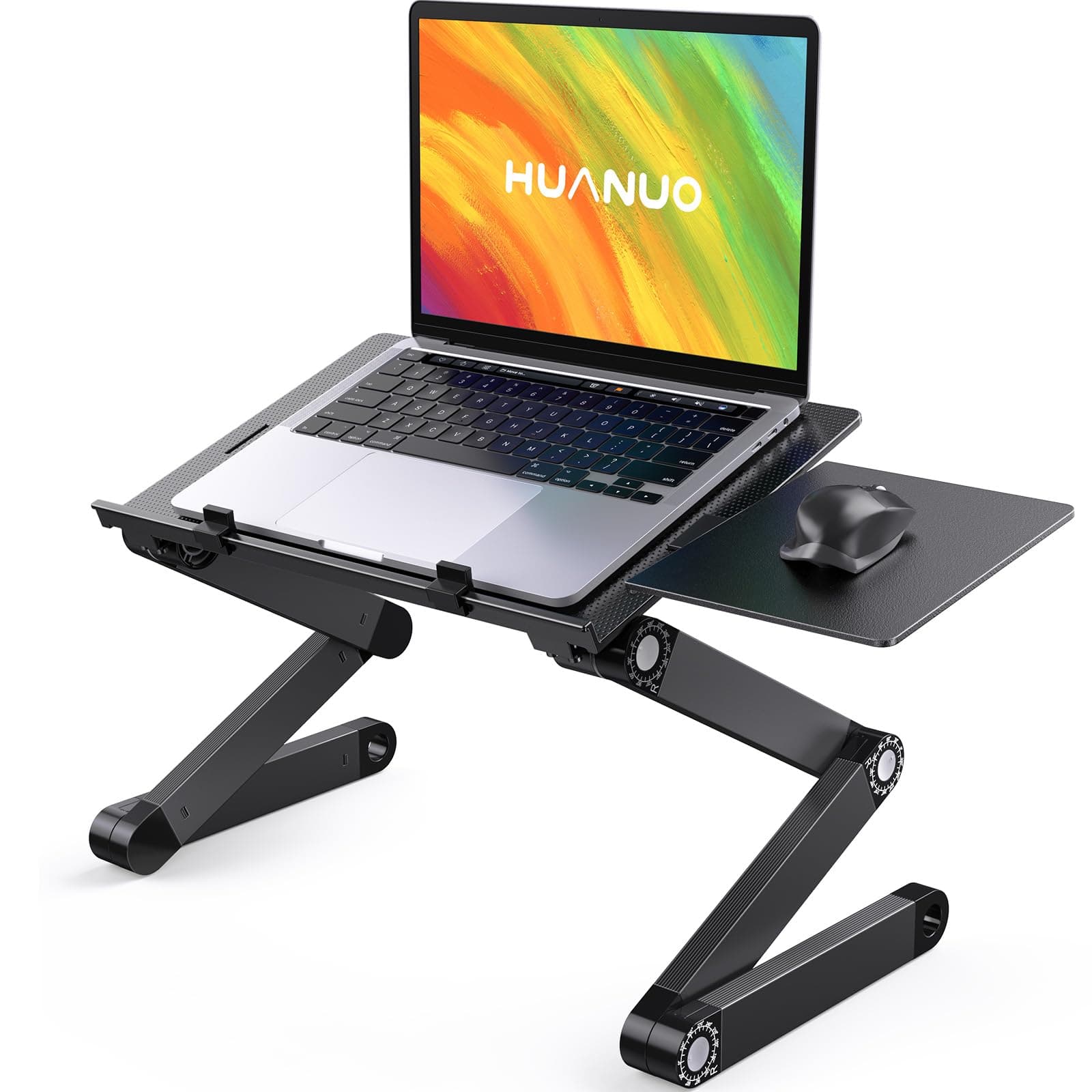 HUANUO Laptop Stand, Adjustable Height Laptop Mount Computer Stand for up to 15.6" Laptops, Ergonomic Portable Laptop Riser for Desk Bed Sofa Couch Tabletop