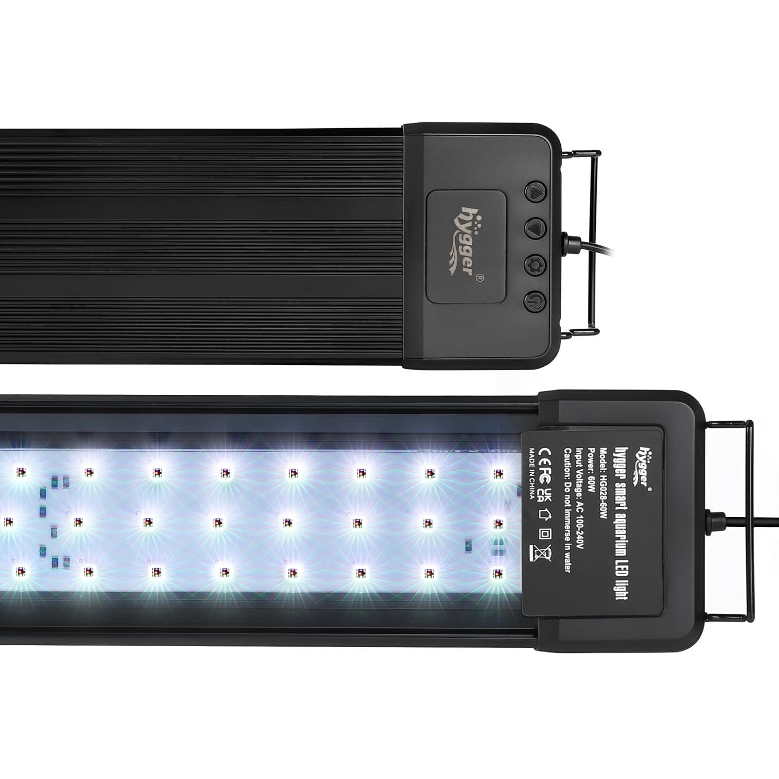 60W Smart Aquarium Light, Bluetooth LED Light with App Control, Full Spectrum Fish Tank Light with 24/7 Lighting Cycle, 5 Modes, Adjustable Timer, for 48"-55" Freshwater Planted Tank