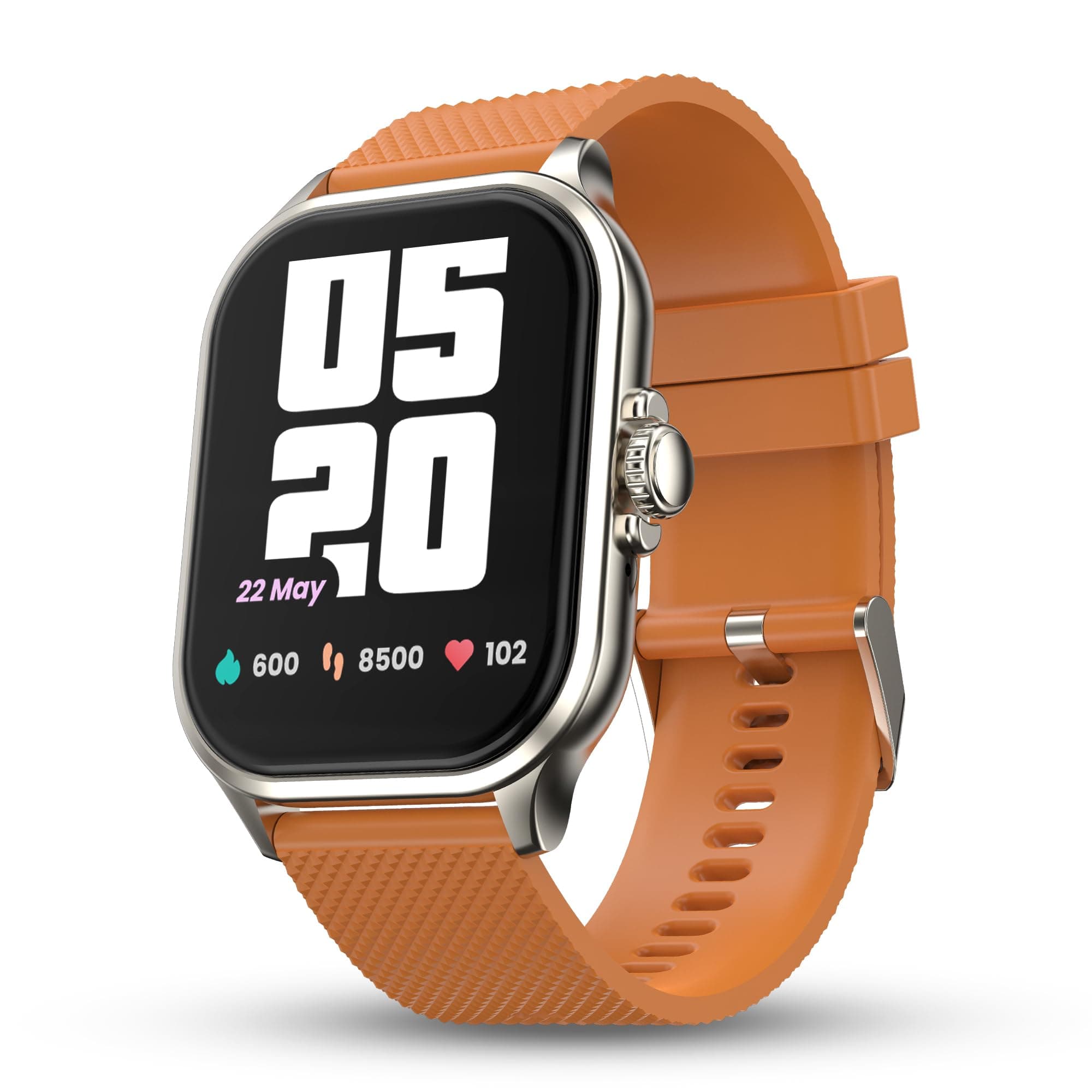 Pebble Oslo 2.01" Vibrant HD Display, BT Calling Smart Watch for Men & Women, Premium Metal Body, Fast Pairing, DIY Watch Faces, Health Suite, Multiple Sports Mode, IP67 Water Resistance, Brunt Orange