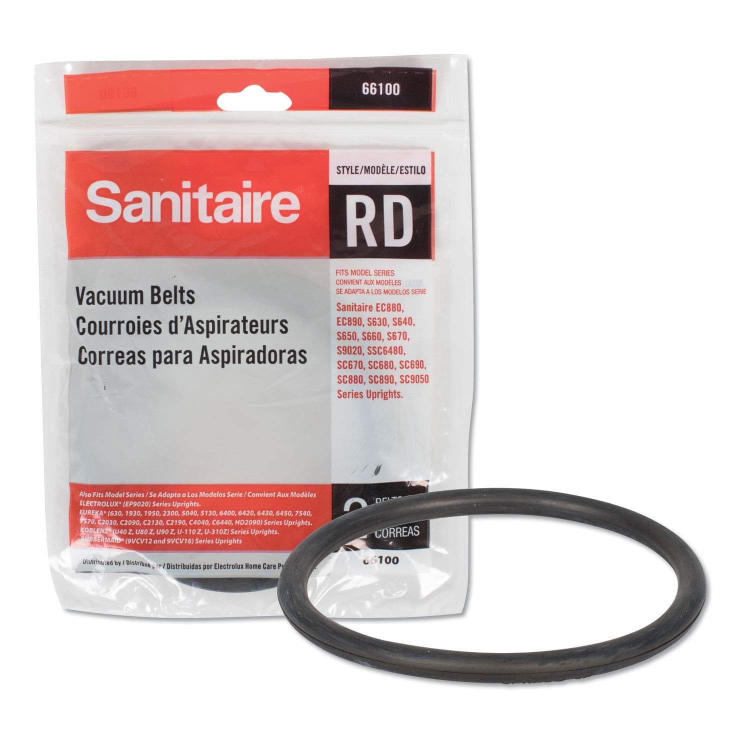 66100 Upright Vacuum Replacement Belt, Round Belt, 2/Pack