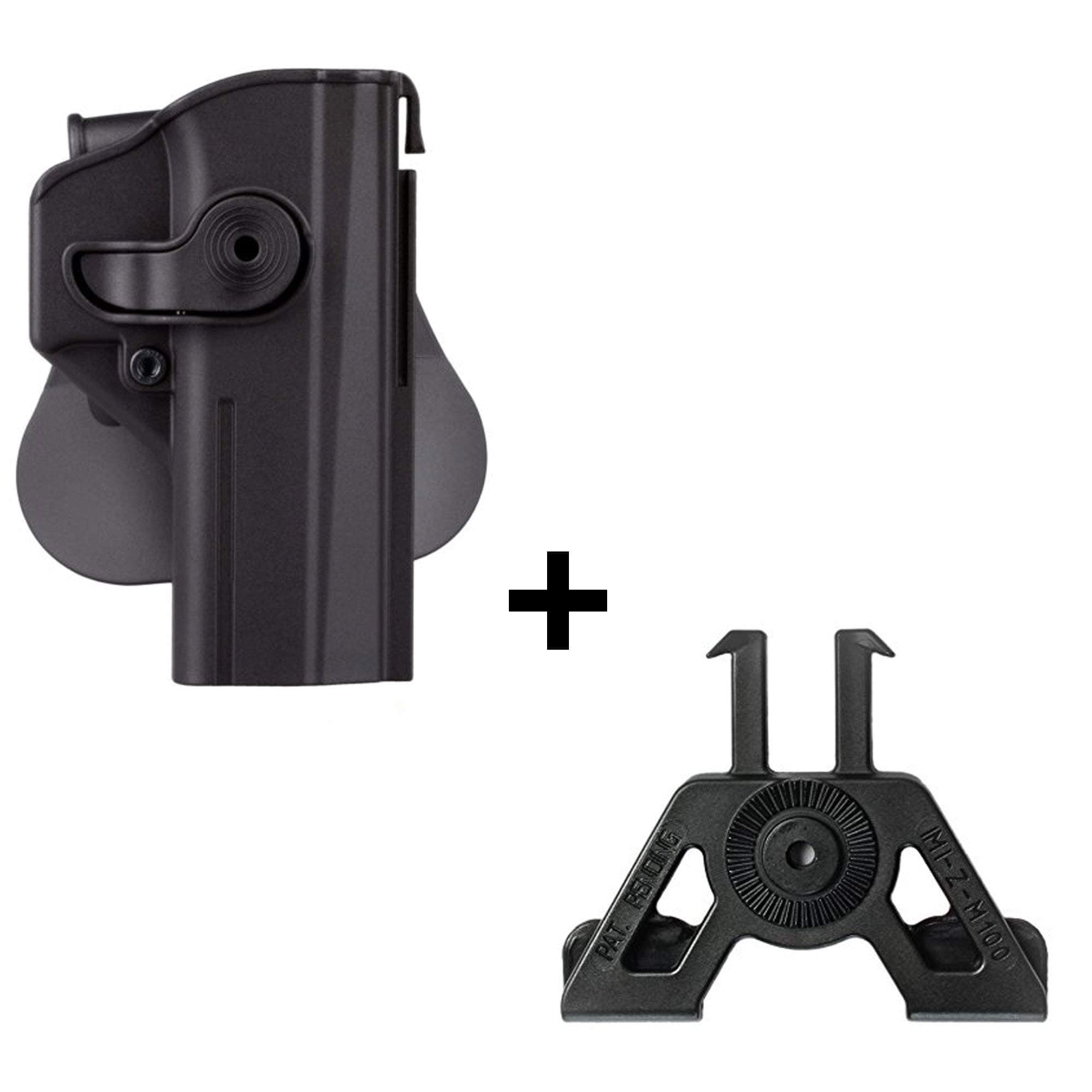 IMI CZ SHADOW 2 Holster + Molle adapter attachment, polymer retention 360 roto level 2 safety w trigger guard lock tactical gun holster for CZ P-09 & Shadow2 pistol handgun