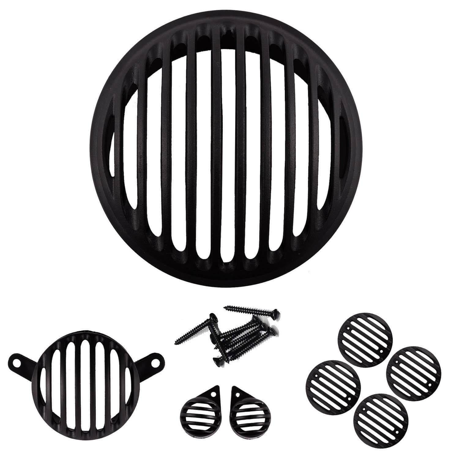 Ramanta Complete Plastic Grill Set Compatible for Bullet Classic 350/500 (Black Without Cap, Set of 8)