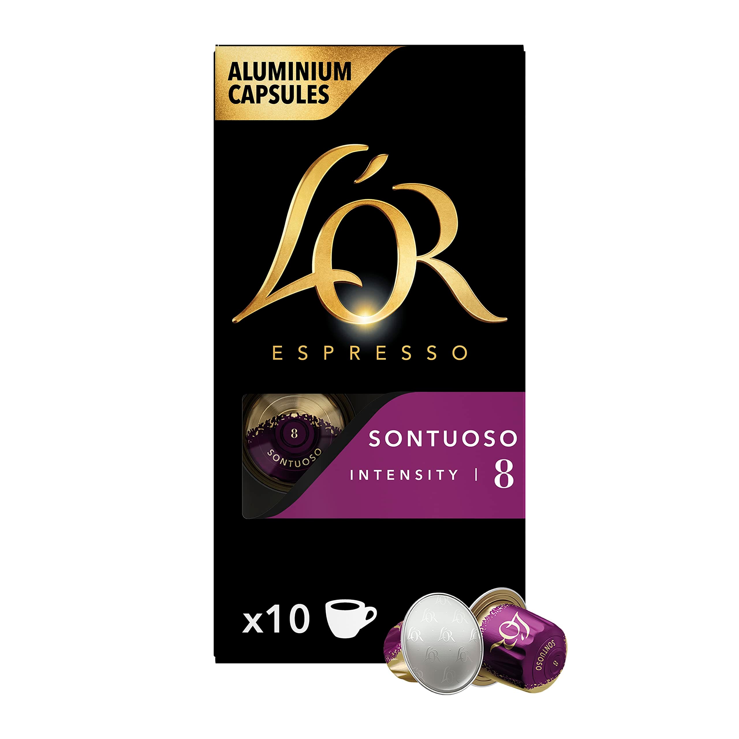 L'OR - Espresso Coffee - Sontouso - Core Collection - Intensity 8 - Medium Roast - 10 Aluminium Capsules Compatible with Nespresso Original Machine (Pack of 1)