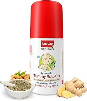Luv Lap Naturals Baby Tummy Roll On Oil for Colic & Gas Relief, Relieves Constipation & Indigestion with Hing, Ginger & Fennel (Saunf), Alcohol free, Dermatologically tested Ayurvedic medicine, 40ml