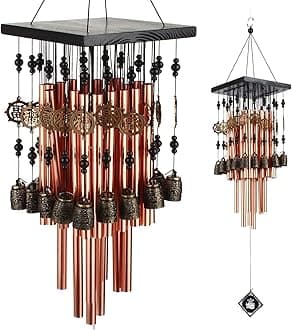 Wind Chimes for Outside,30" Memorial Wind Chimes with 28 Pieces Tubes and 16 Copper Bell for Garden, Patio,Window Hanging Decoration, Bronze Memorial Sympathy Gifts for Mom