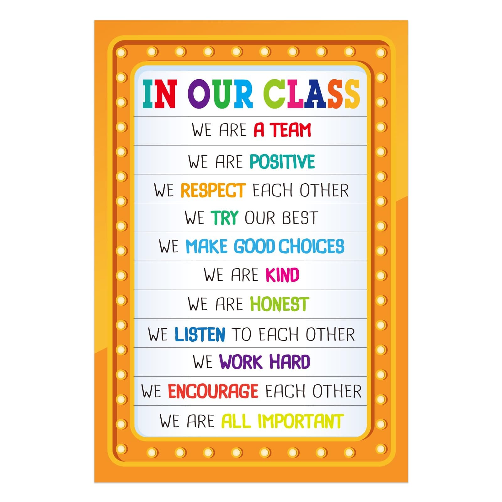 FaCraft Classroom Rules Poster - Motivational Posters for Classroom Decorations Laminated Inspirational Class Rules Poster for Elementary Middle School Back to School Teacher Supplies