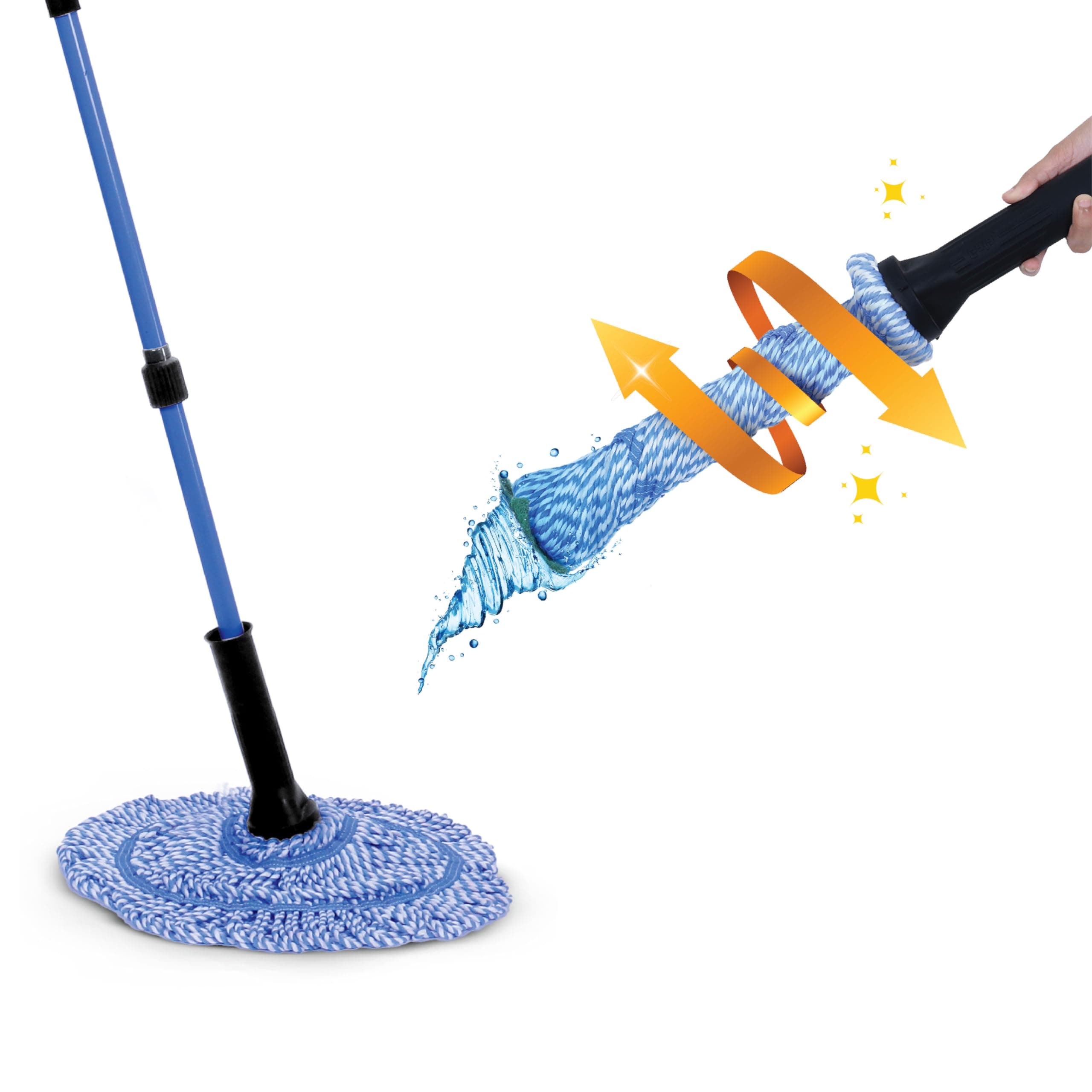 - Microfiber Twist Mop for Floor Cleaning ,Microfiber Squeeze twist mop stick for cleaning, Pocha for floor cleaning, Modular, Space saving (Blue and Black)