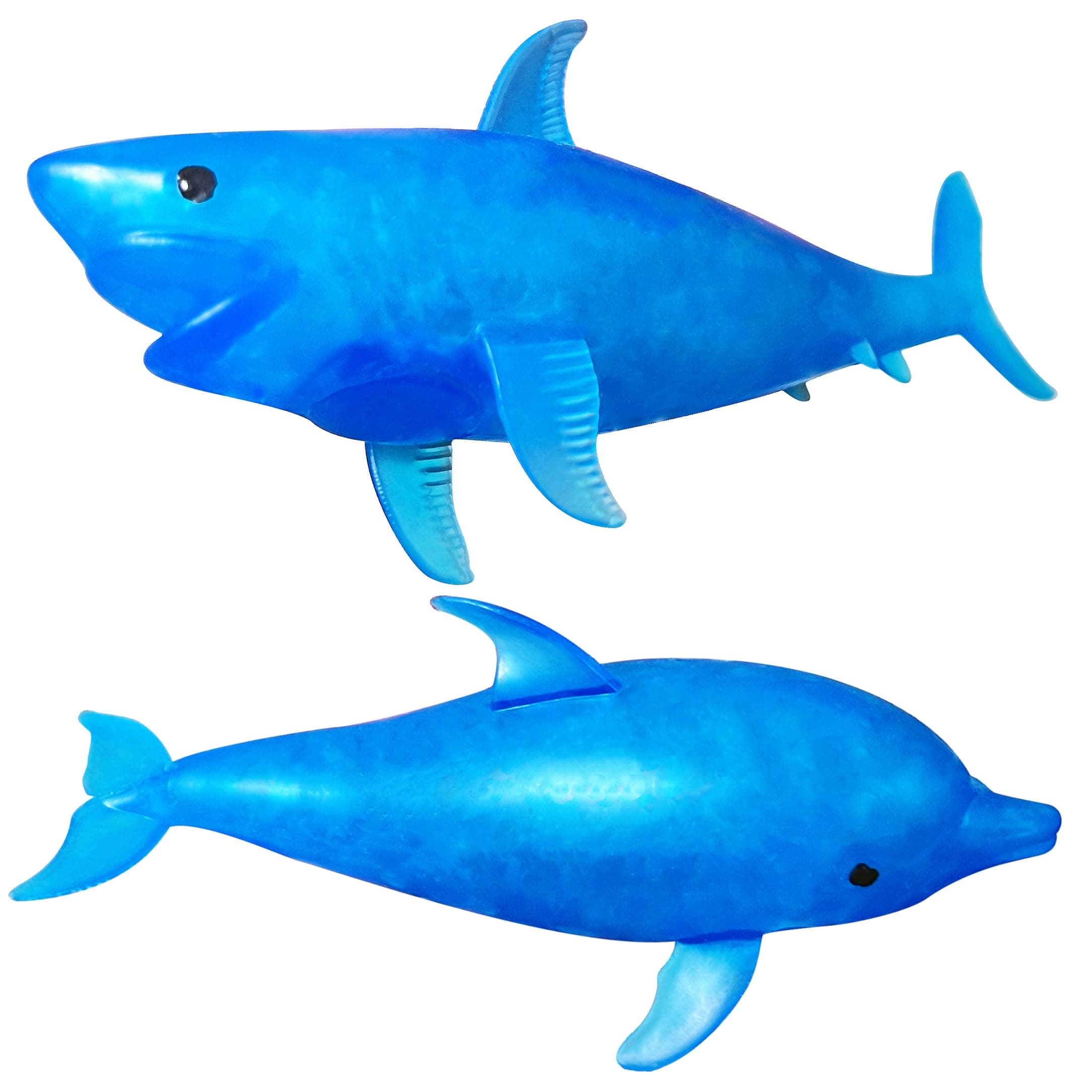 Squishy Shark Stress Balls Dolphin Stretch Ball (2 Pack) Stress Squish Ball, Sea Animal Shark Squishy Dolphin Stress Balls for Kids and Adults, Easter Basket Stuffers, Vase Filler and Home Decoration