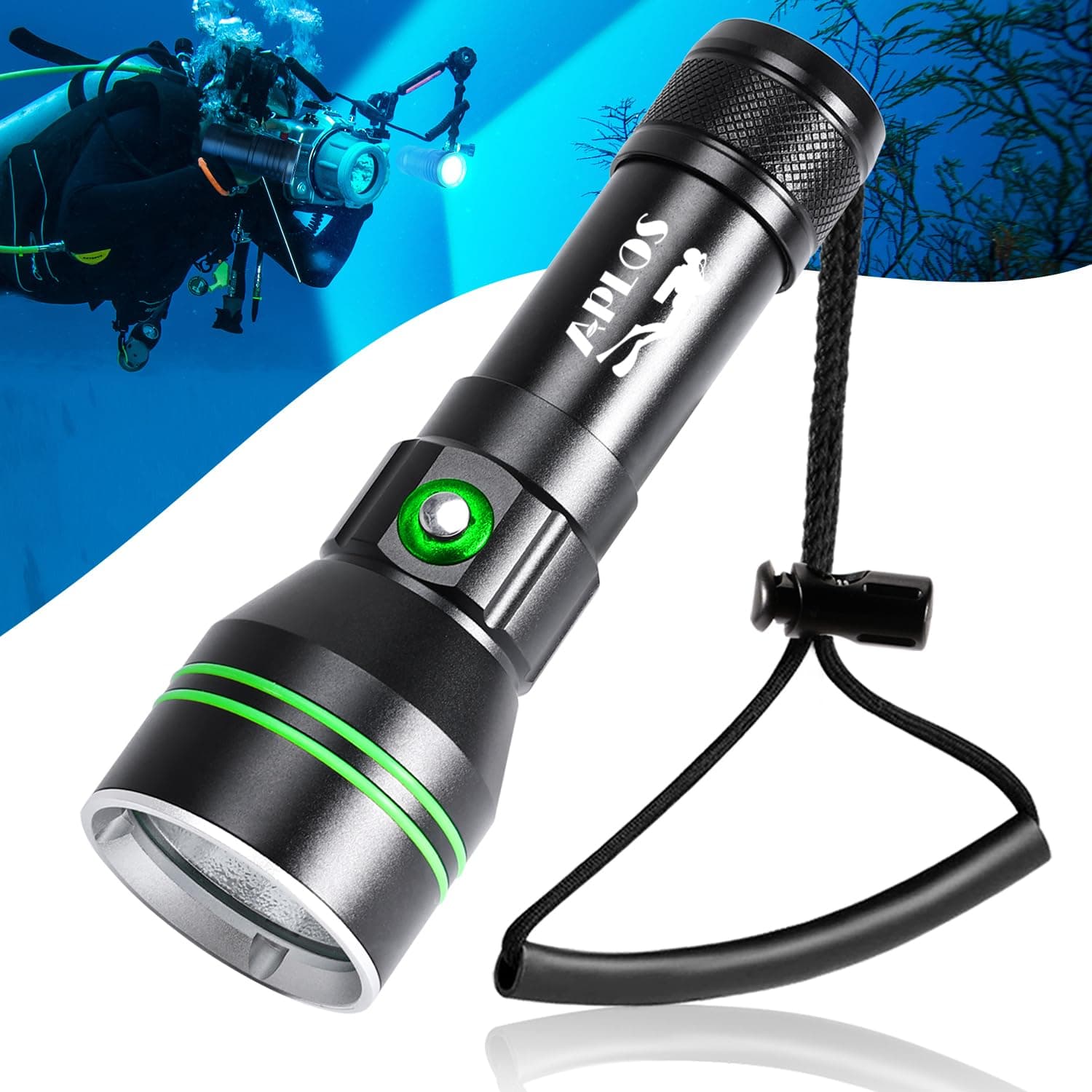 AP50 Scuba Diving Flashlight, Dive Torch 5000 Lumen Super Bright Flash Lights, IPX8 Underwater Waterproof Night Dive Torch 110 Meters Submersible Light