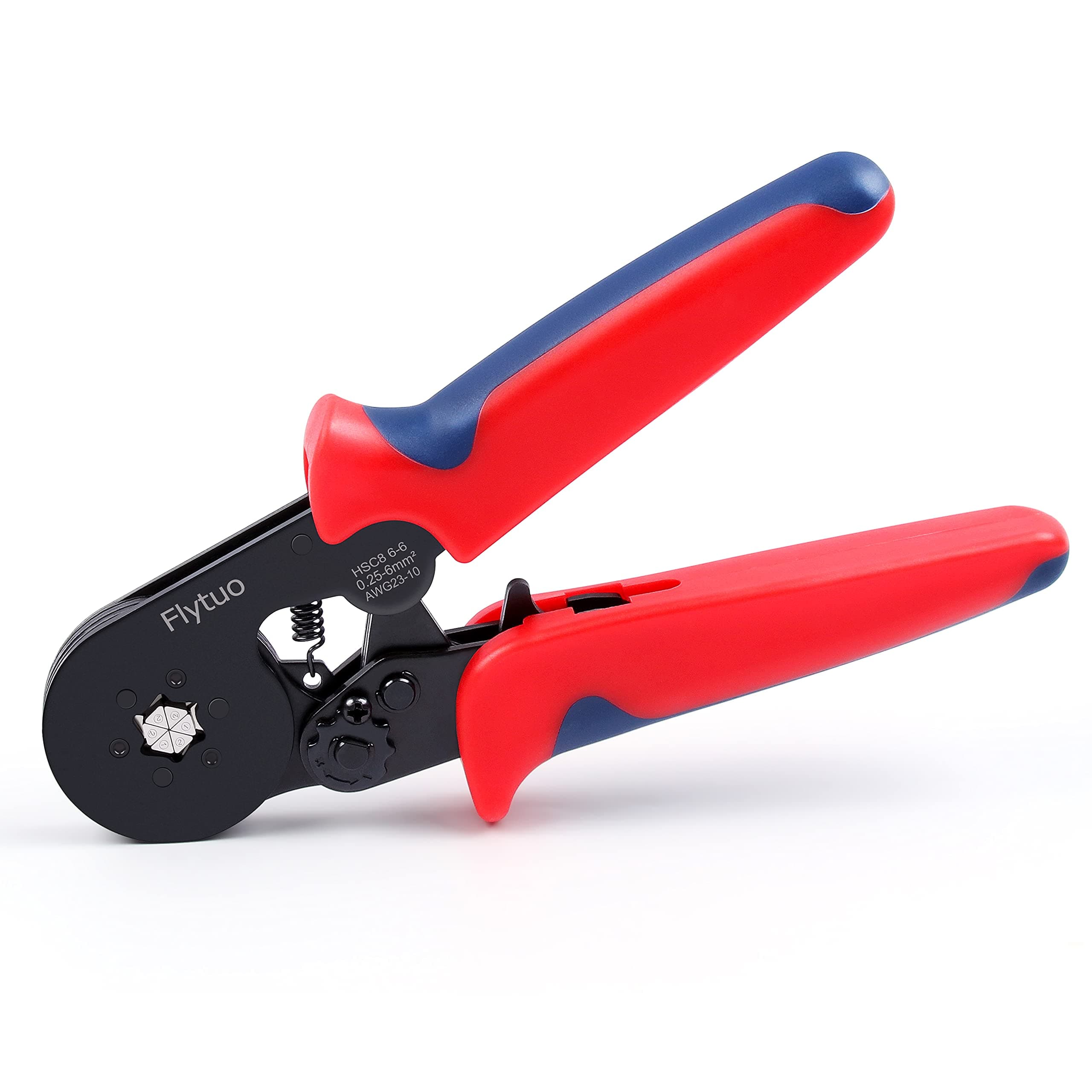 Hexagonal Crimping Tool, AWG23-10 HSC8 6-6 Self-adjusting Ratchet Wire Ferrule Crimper Plier for Wire Terminals Cables End-sleeves