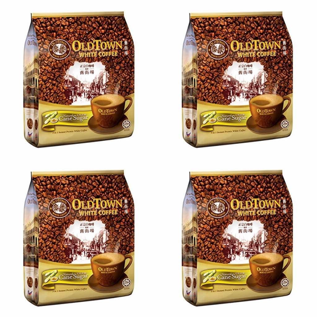 Old Town White Coffee 3 in 1 Natural Cane Sugar Flavor (4 pack x 15 sachets) Imported from Malaysia
