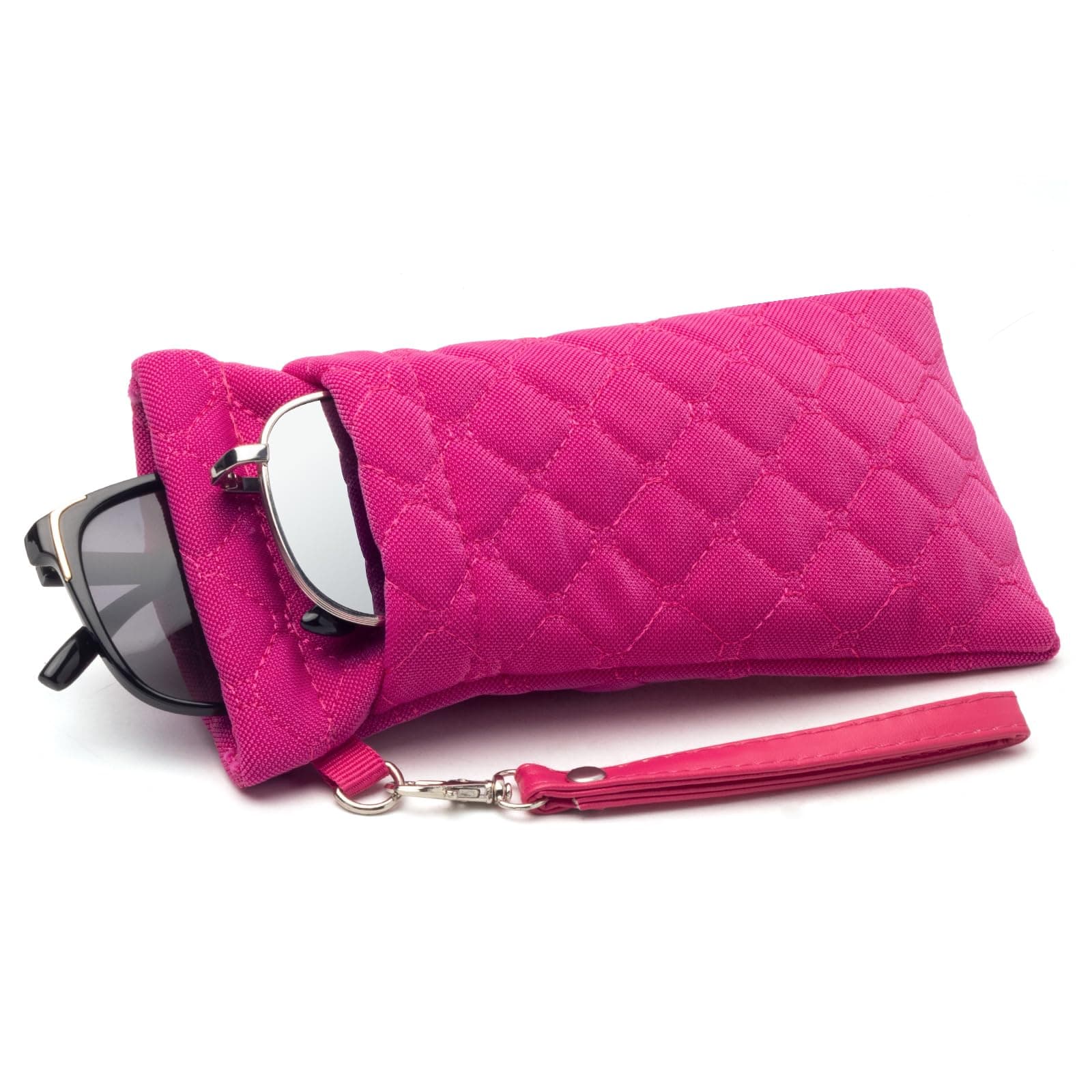 Double Glasses Case Soft Eyeglass Case For Women Men Squeeze Top Sunglasses Case With Cleaning Cloth