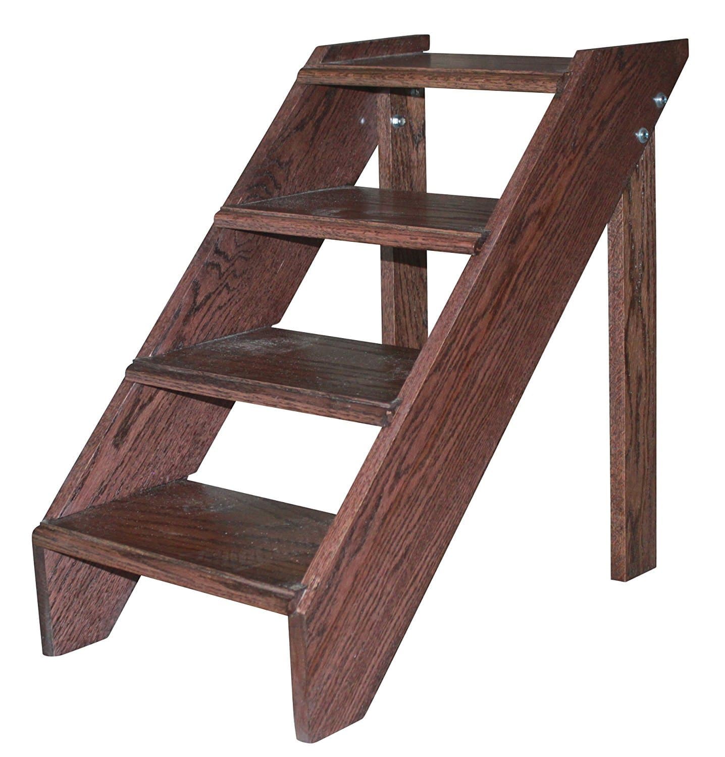 Tall Open Riser Steps, Solid Oak Tread with a Rich Cherry Stain, 24-Inch