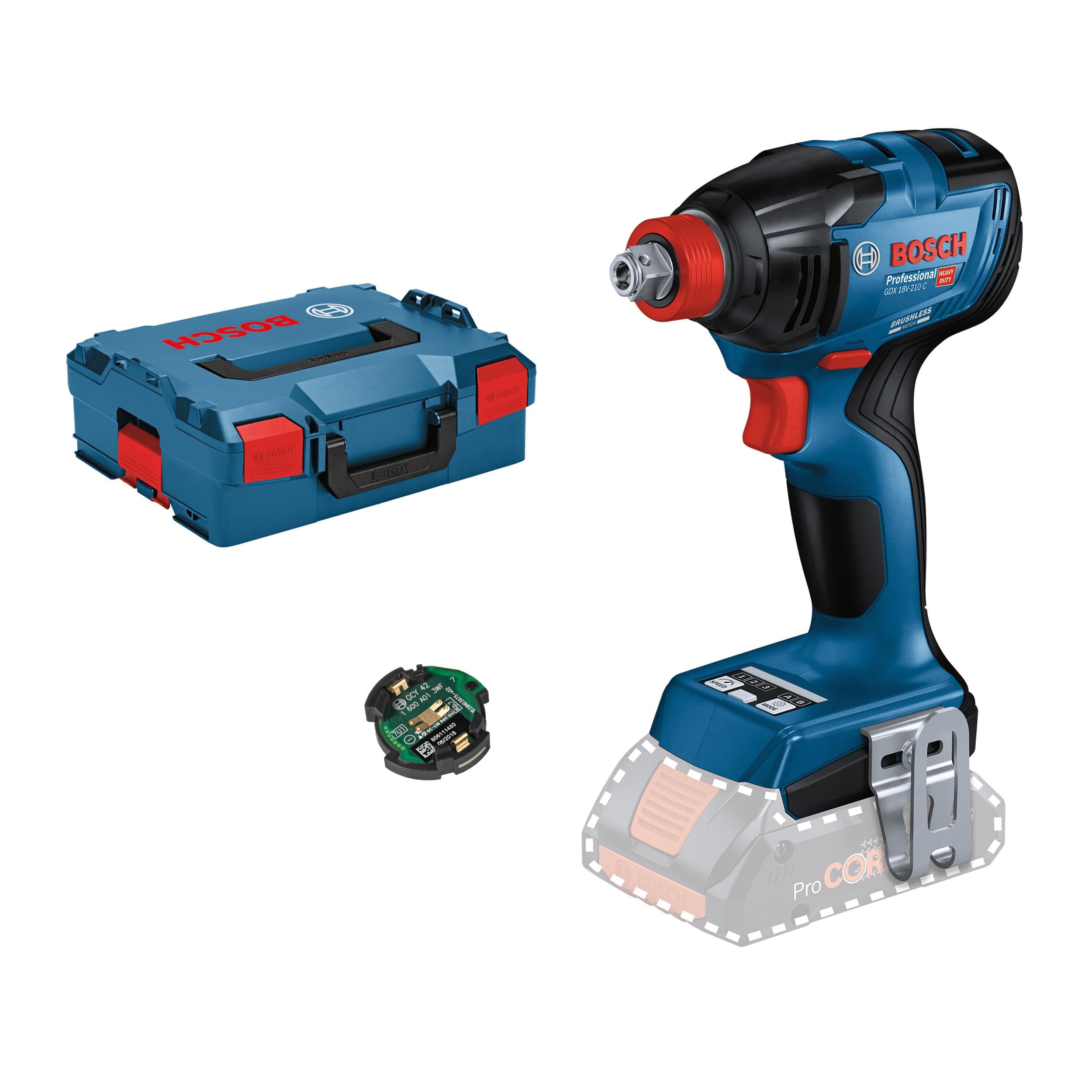 18V System Cordless Impact Driver GDX 18V-210 C (max. Torque of 210 Nm, Without Battery/Charger, incl. 1 x GCY 42 Bluetooth Low Energy Module, L-BOXX 136)