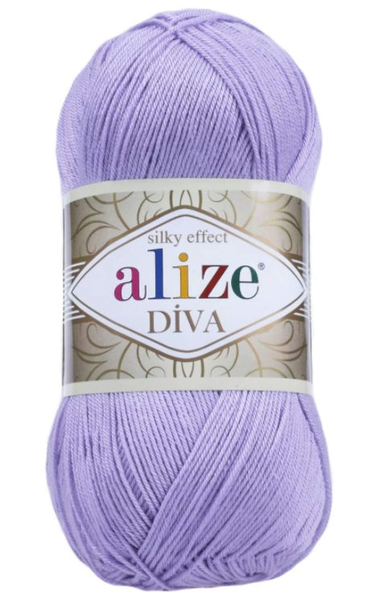 Alize Diva Silk Effect 100% Microfiber Acrylic Yarn 1 Ball skeins 100gr 383yds Color (158 - Lavander)