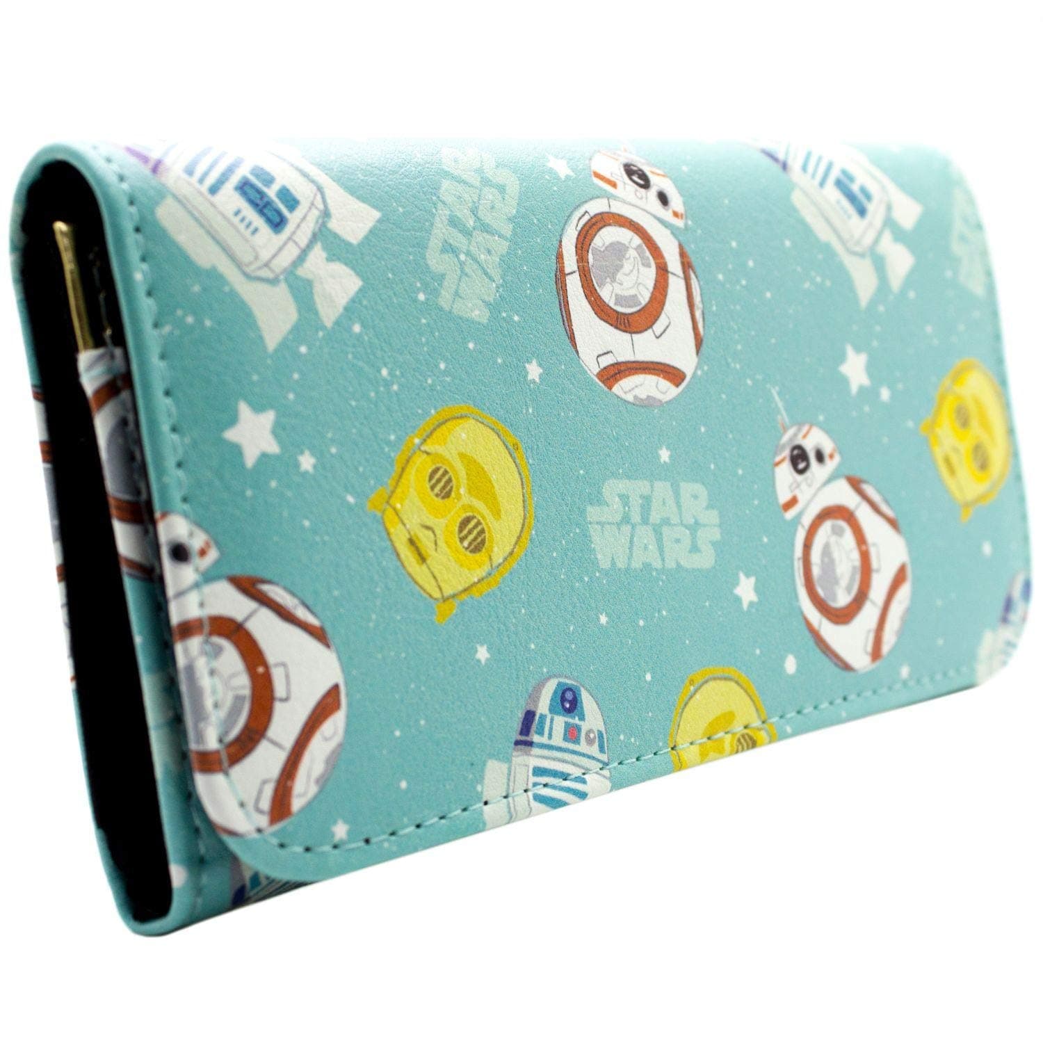 The Force Awakens Star Wars Droids BB-8 C-3P0 & R2D2 Green Coin & Card Tri-Fold Purse
