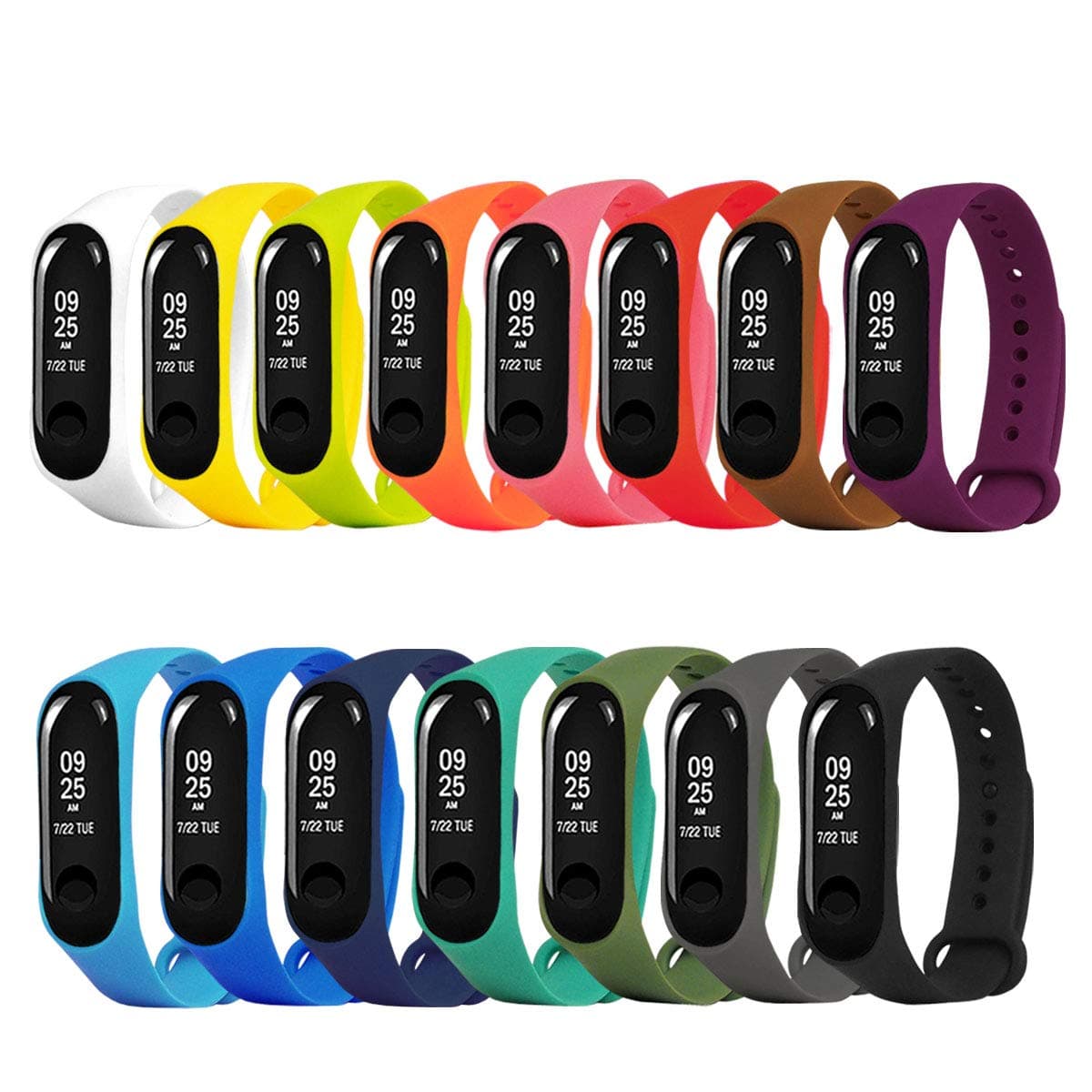 HITO 15pcs Xiaomi Mi Band 3/4 Strap Replacement, Soft Silicone Strap Wristband WatchBand Accessories for Xiaomi Mi Band 3/4 (Waterproof, Wearable, Breathable)
