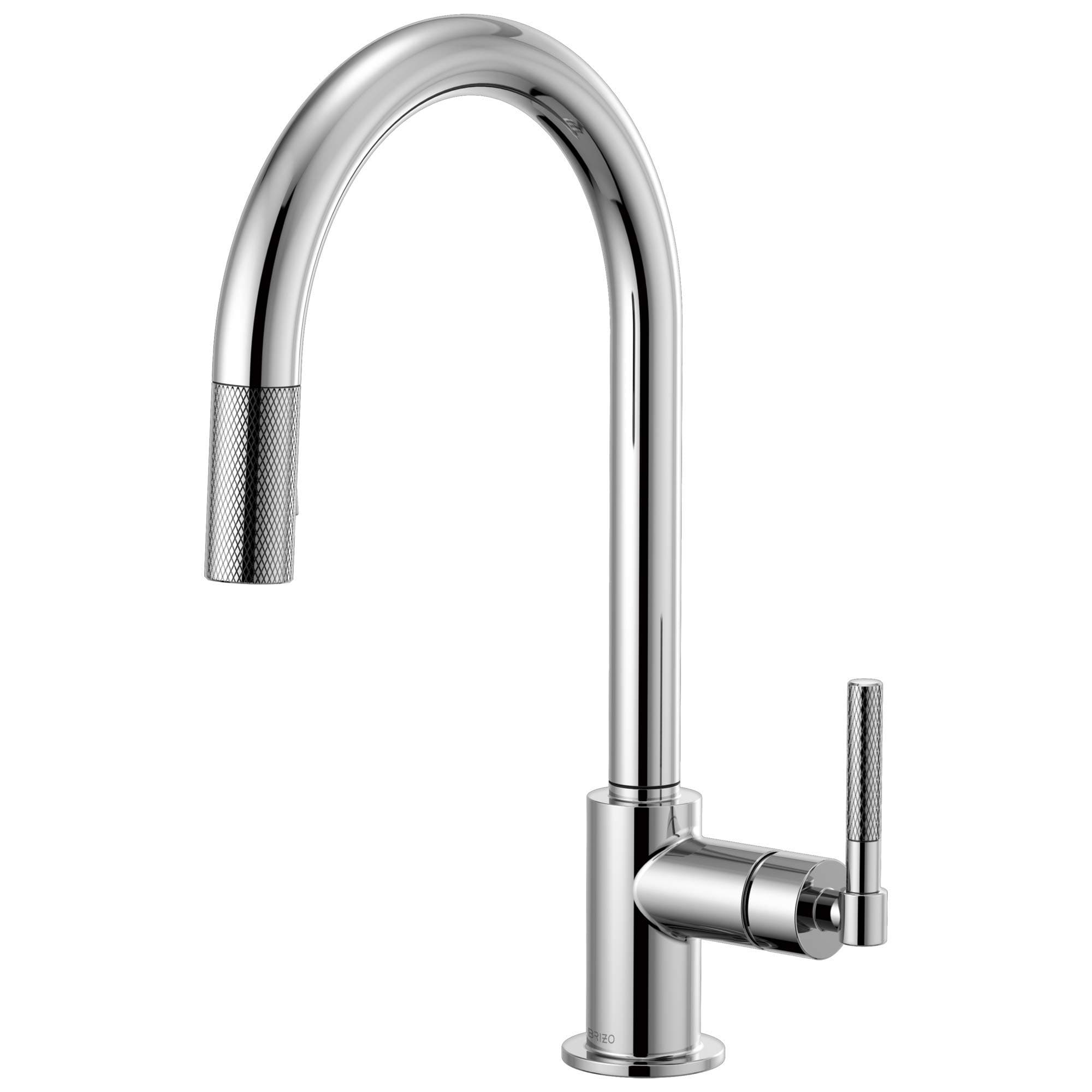 Brizo 63043LF-PC Litze Pull-Down Faucet with Arc Spout and Knurled Handle In Chrome