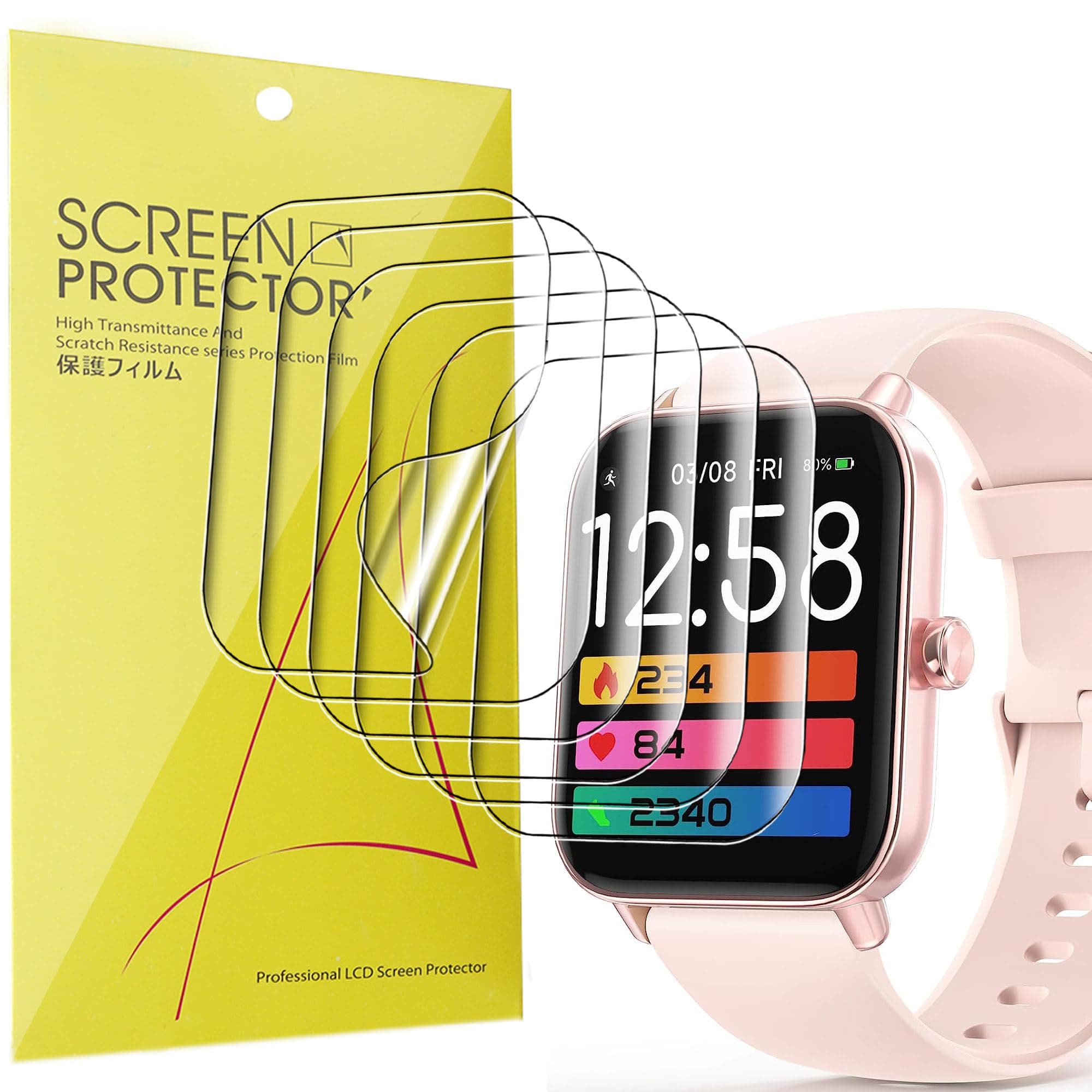 for TOOBUR Smart Watch IDW19 Screen Protector, [6 Pack] Full Coverage TPU Clear Film Compatible with Loddery, TOOBUR IDW19 1.8" Watch/MILOUZ IDW19 1.8" Watch/Amzhero Watch IDW19 1.8 Inches (6 pack)