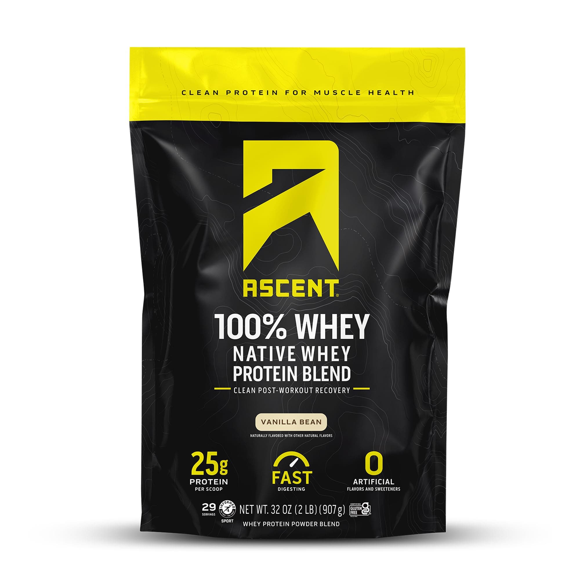 100% Whey Protein Powder - Post Workout Whey Protein Isolate, Zero Artificial Flavors & Sweeteners, Soy & Gluten Free, 5.5g BCAA, 2.6g Leucine, Essential Amino Acids, Vanilla Bean 2 lb