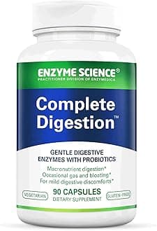 Enzyme Science™ Complete Digestion™, 90 Capsules – Full Support for Digestive Health – for Occasional Gas, Bloating, and Indigestion – Probiotic for Men and Women – Digestive Enzyme Supplement
