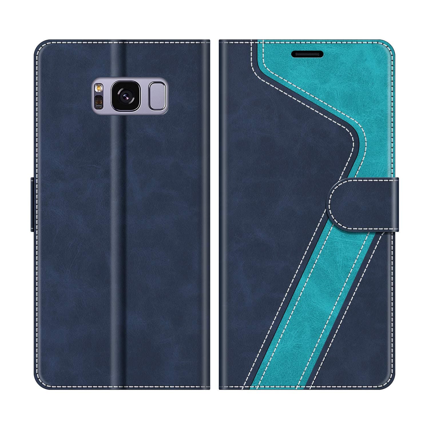 MOBESVSamsung Galaxy S8 Plus Case, Phone Case For Samsung Galaxy S8 Plus, Samsung Galaxy S8 Plus Phone Cover, Flip Wallet Case for Samsung Galaxy S8 Plus Phone Case, Dark Blue/Light Blue