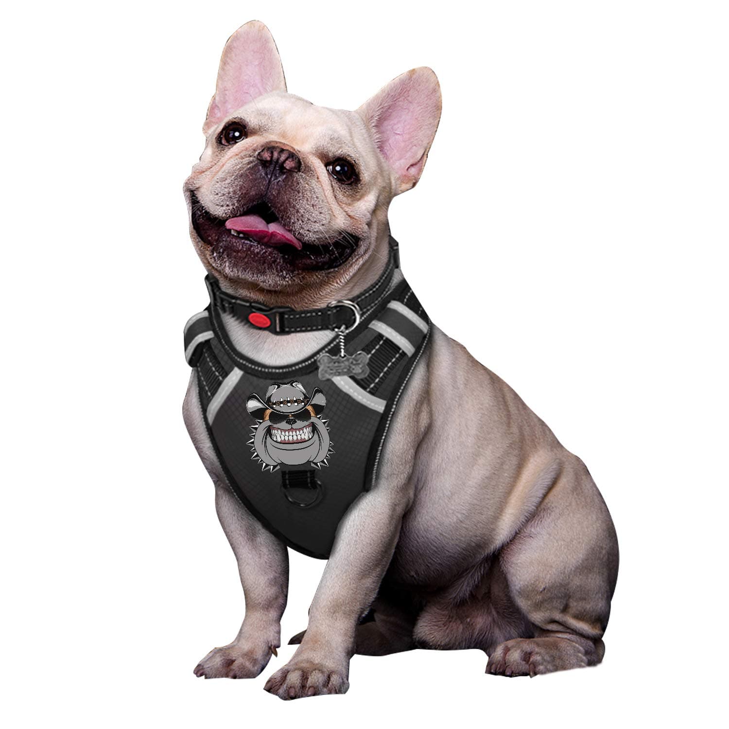 BABYLTRL Big Dog Harness No-Pull Anti-Tear Adjustable Pet Harness Reflective Oxford Material Soft Vest for Medium Large Dogs Easy Control Harness (S, Black)