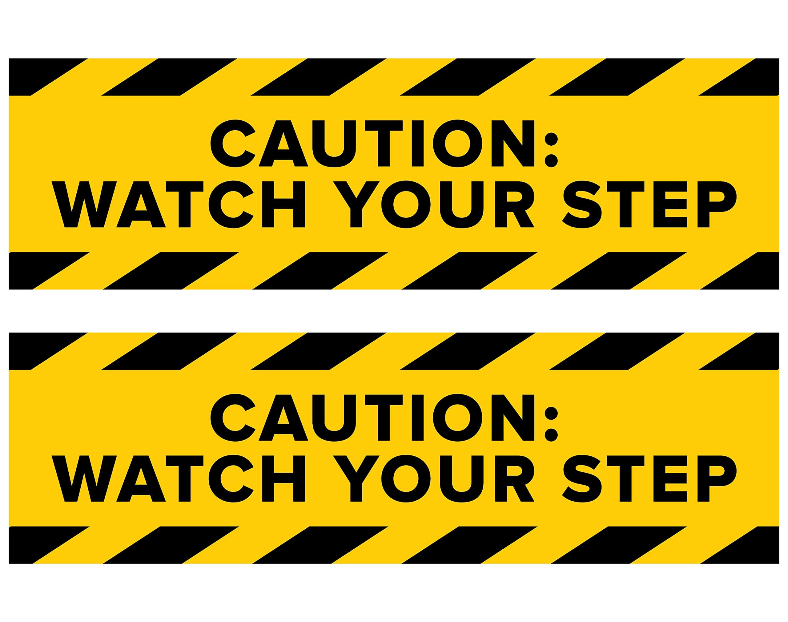 Sutter Signs Caution Watch Your Step Sticker (Pack of 2) | Workplace Safety Caution Wet Floor