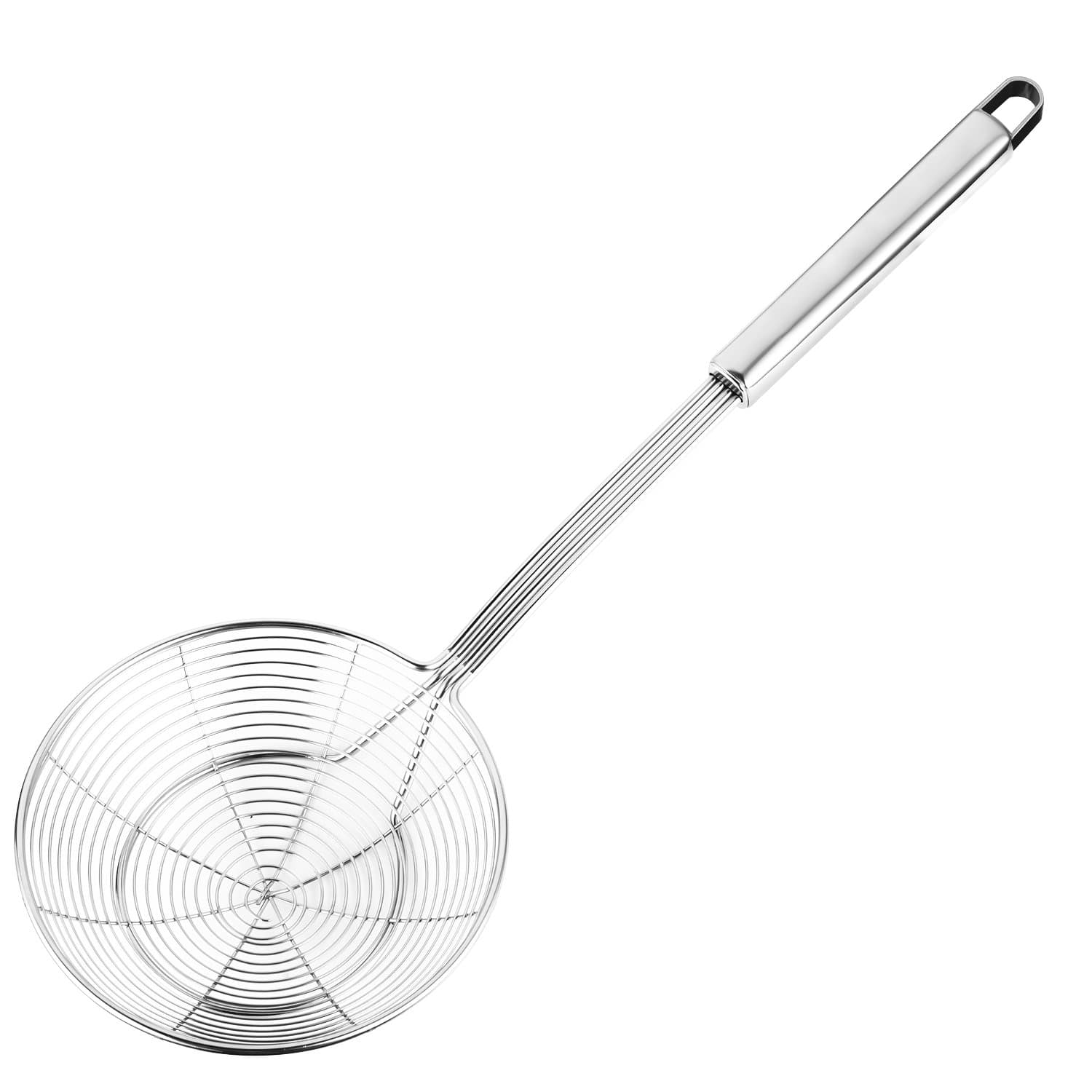 Hiware Solid Stainless Steel Spider Strainer Skimmer Ladle for Cooking and Frying, Kitchen Utensils Wire Strainer Pasta Spoon, 5.4 Inch