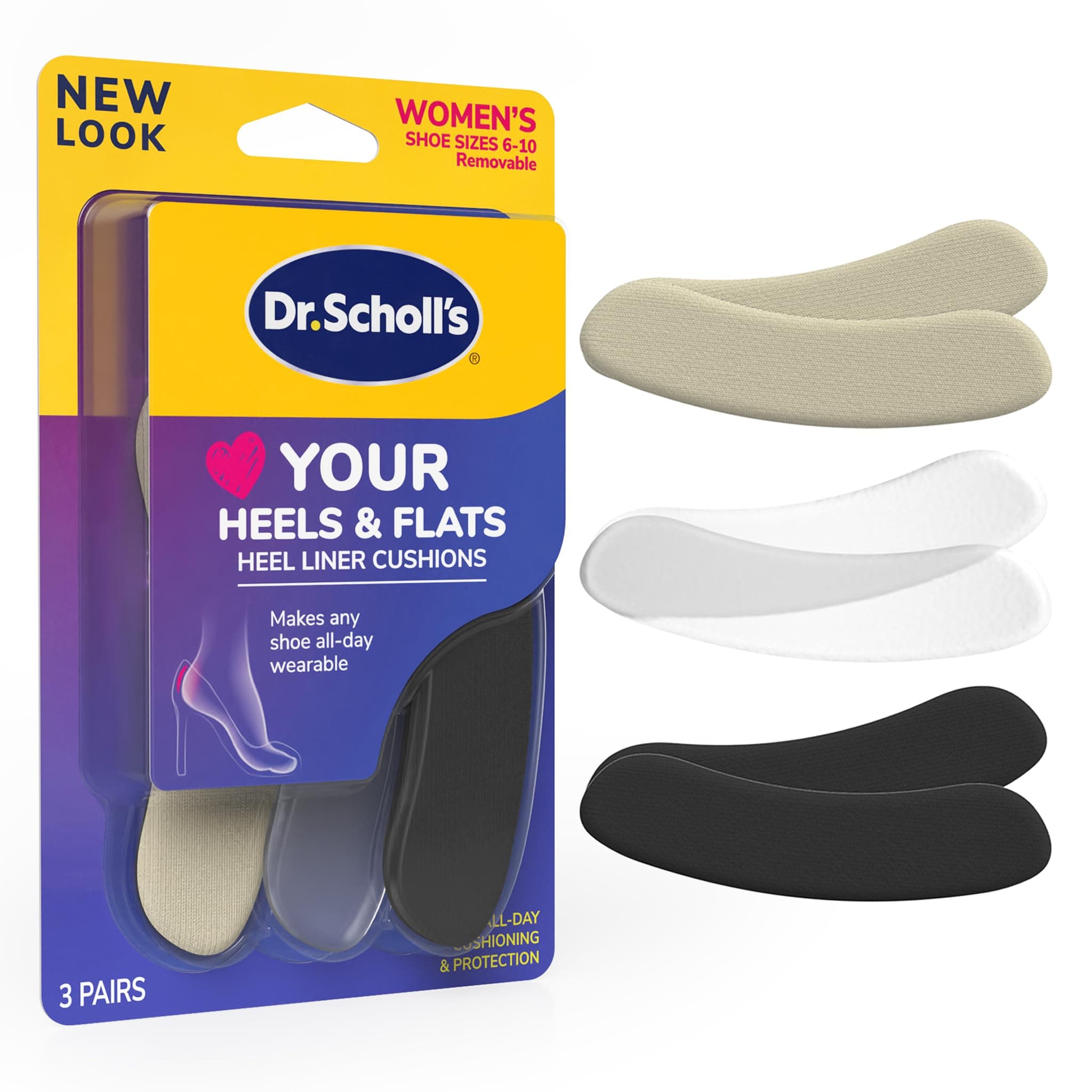 Dr. Scholl's Foam Heel Liners Inserts Helps Prevent Uncomfortable Shoe Rubbing at The Heel and Helps Prevent Slipping for Shoes That are Too Big, 3 Pair