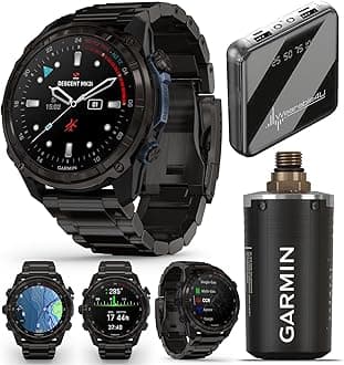 Wearable4U Garmin Descent Mk3 & Mk3i 51 mm & 43 mm w/T2 Transceiver: Titanium Dive Computer | Up to 25 Days Battery Life, AMOLED Display, GPS Smartwatch & Gift Bundle (010-02752-13)