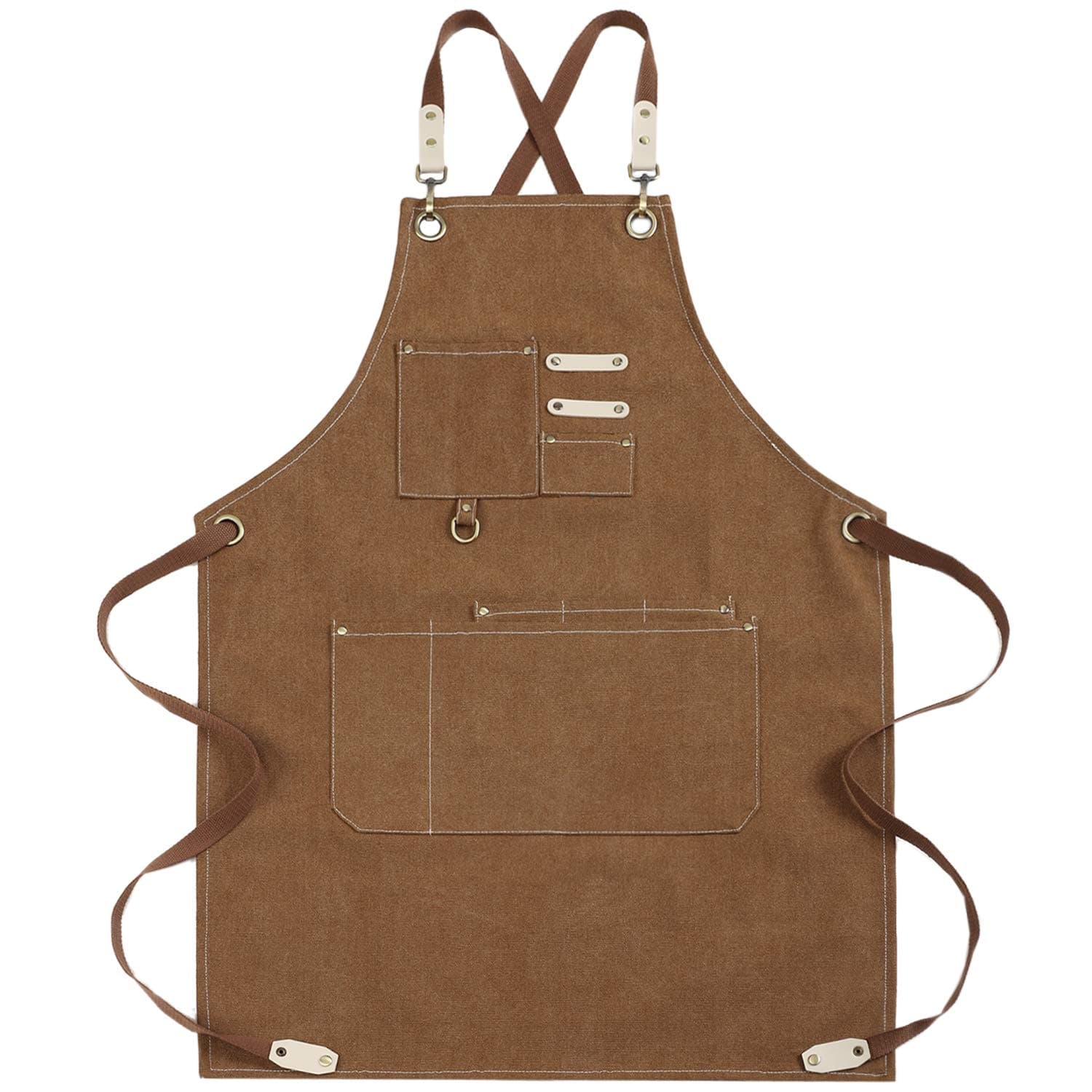 Mactso Chef Apron Water Resistant Canvas Cross Back Adjustable Apron for Men Women