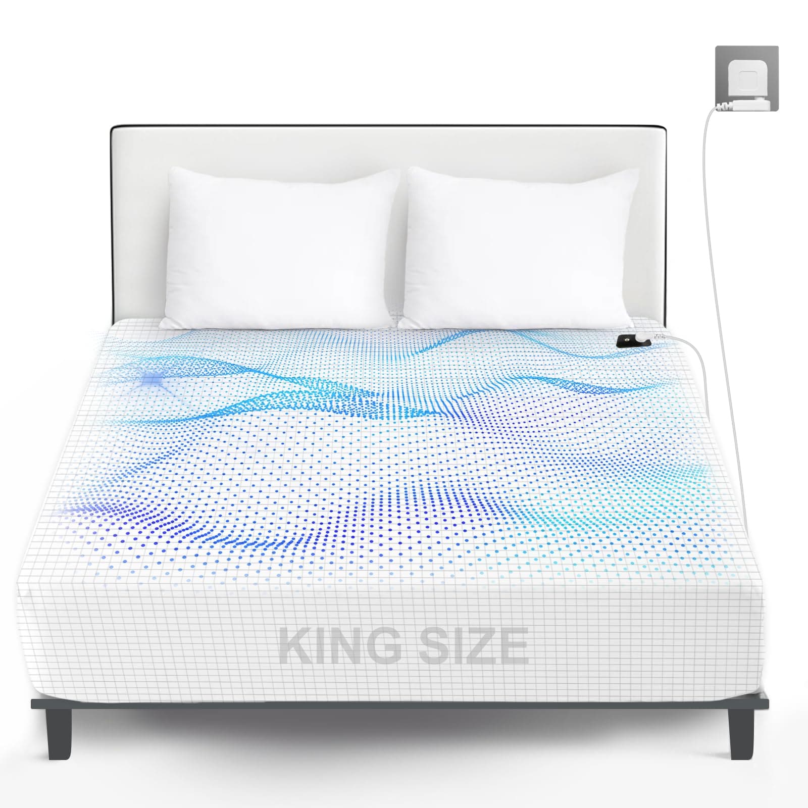 Grounding Bed Sheet King Size, Elastic Full Wrap Grounding Mat Earthing UK, 90% Organic Cotton + 10% Pure Silver Fiber, Natural Wellness & Healthy Earth Energy Mat (153 x 203 x 30 cm)