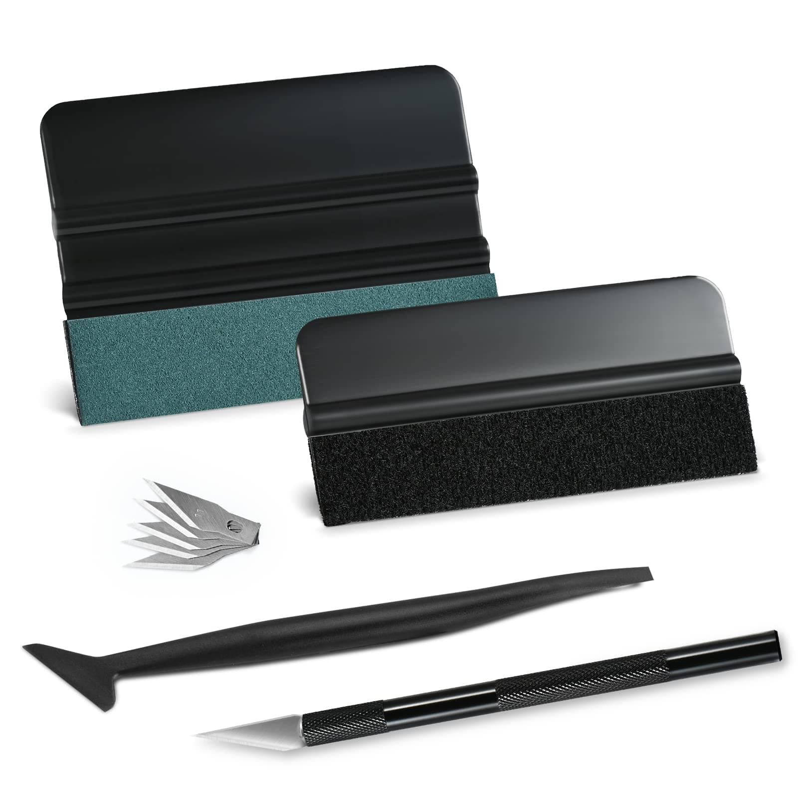 Car Window Tint Installation Kit - Vinyl Wrap Tools With Felt Squeegee, Micro Squeegee, Razor Blade Knife