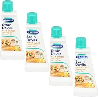 Dr Beckmann Stain Devils Fat & Sauces Cooking Oil, Pizza & Curry Stain Remover (4 x 50ml)