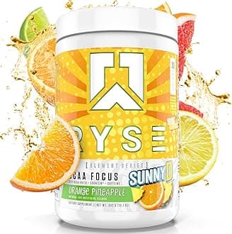 Ryse BCAA Focus Powder - SunnyD Orange Pineapple - BCAA Supplement with Electrolytes, Natural Caffeine & Cognizin Supports for Hydration, Recovery, Energy, and Focus for Men & Women - 30 Servings