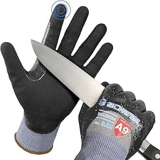 2 Pairs ANSI A9 Cut/Abrasion/Puncture Resistant Gloves, 3/4 Double Nitrile Coating for Ultra Durable, Water and Oil Proof, Anti Slip, Stain Resistant, Black, M