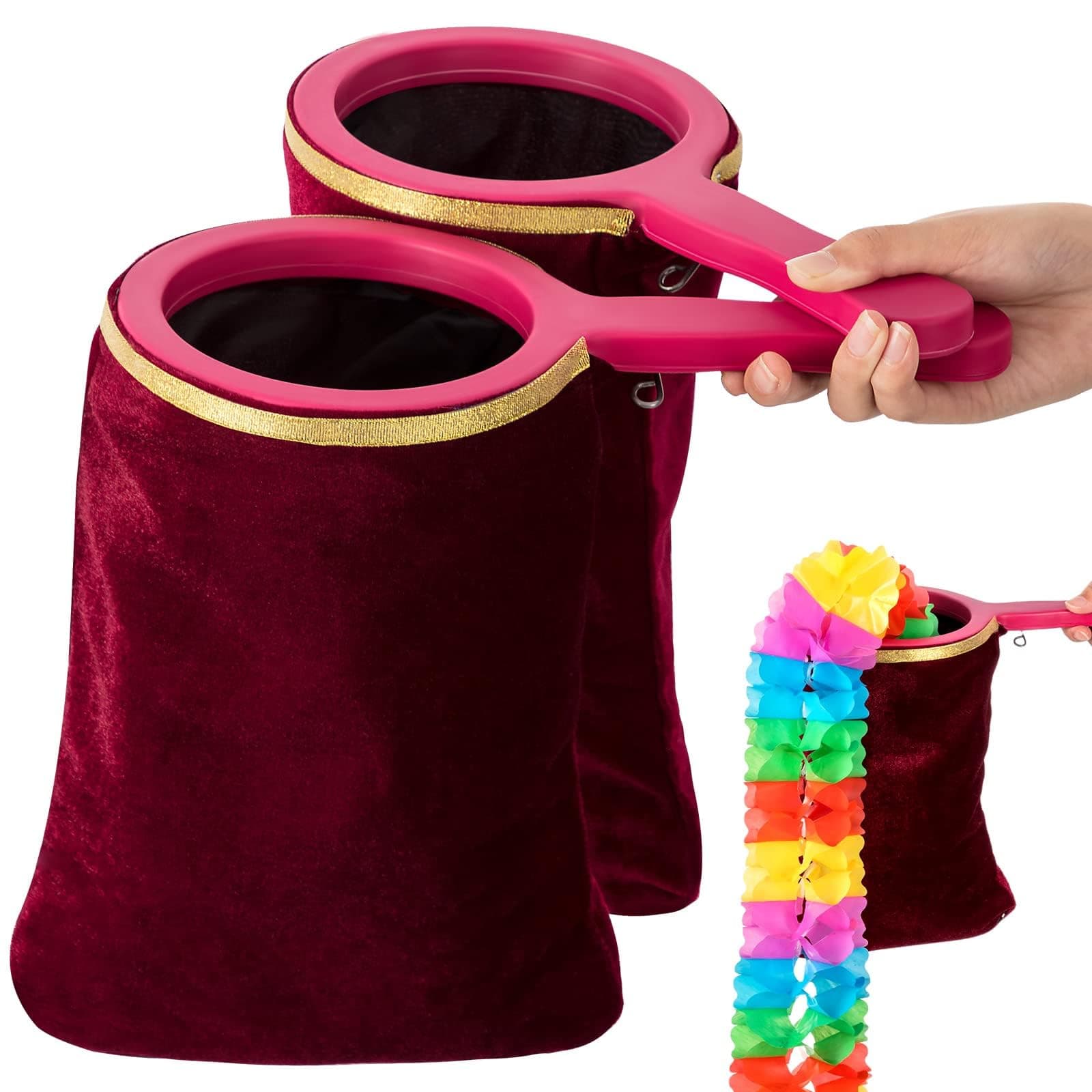 Magic Props Change Bag, Magic Change Bag with Zipper Twisting Handle Make Things Appear Disappear, Magic Trick Bag, Magic Stage Prop Accessories for Kids Adults Boys Girls Gift (2 Pcs)