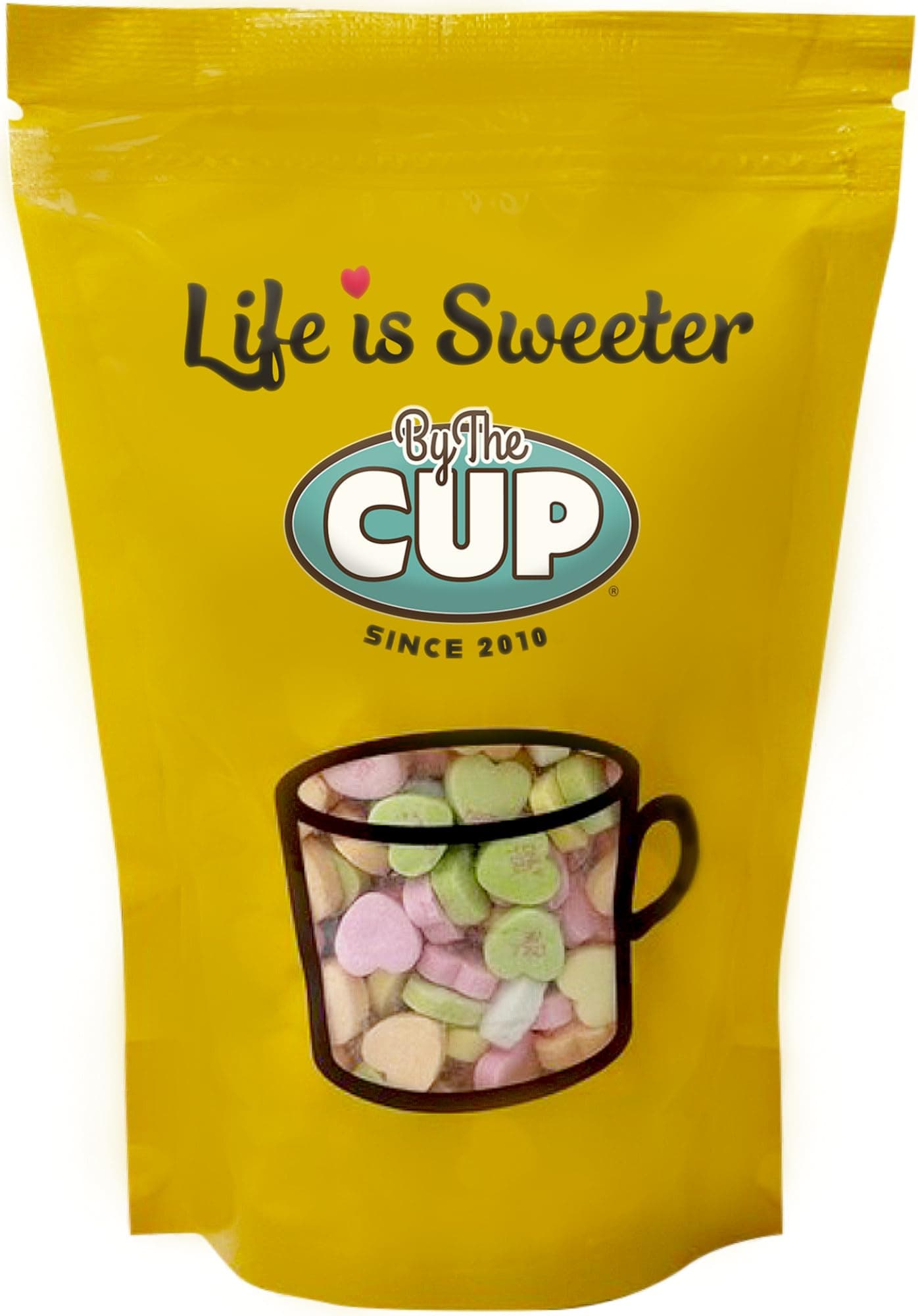 By The Cup Small Candy Conversation Hearts, 1 lb Bulk Bag