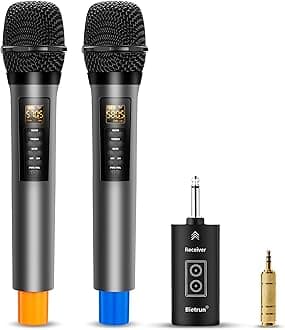 Bietrun Wireless Microphones with Echo,Treble,Bass&Bluetooth,160FT Range,Portable UHF Handheld Karaoke Dynamic Microphone System with Rechargeable Receiver for Karaoke,Singing,Amp,PA System,DJ,Stage