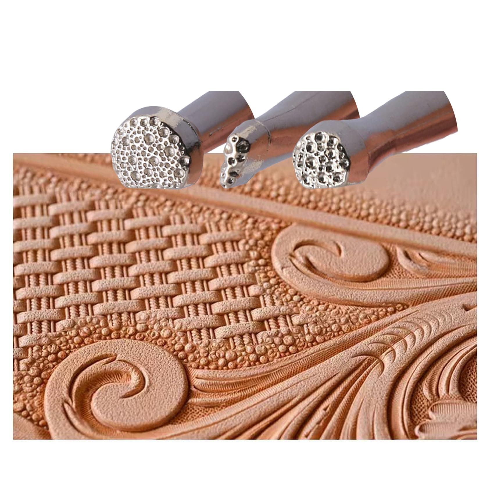 Leather Stamps,3 Pack Professional Leather Background Stamping Tools for Craft Working