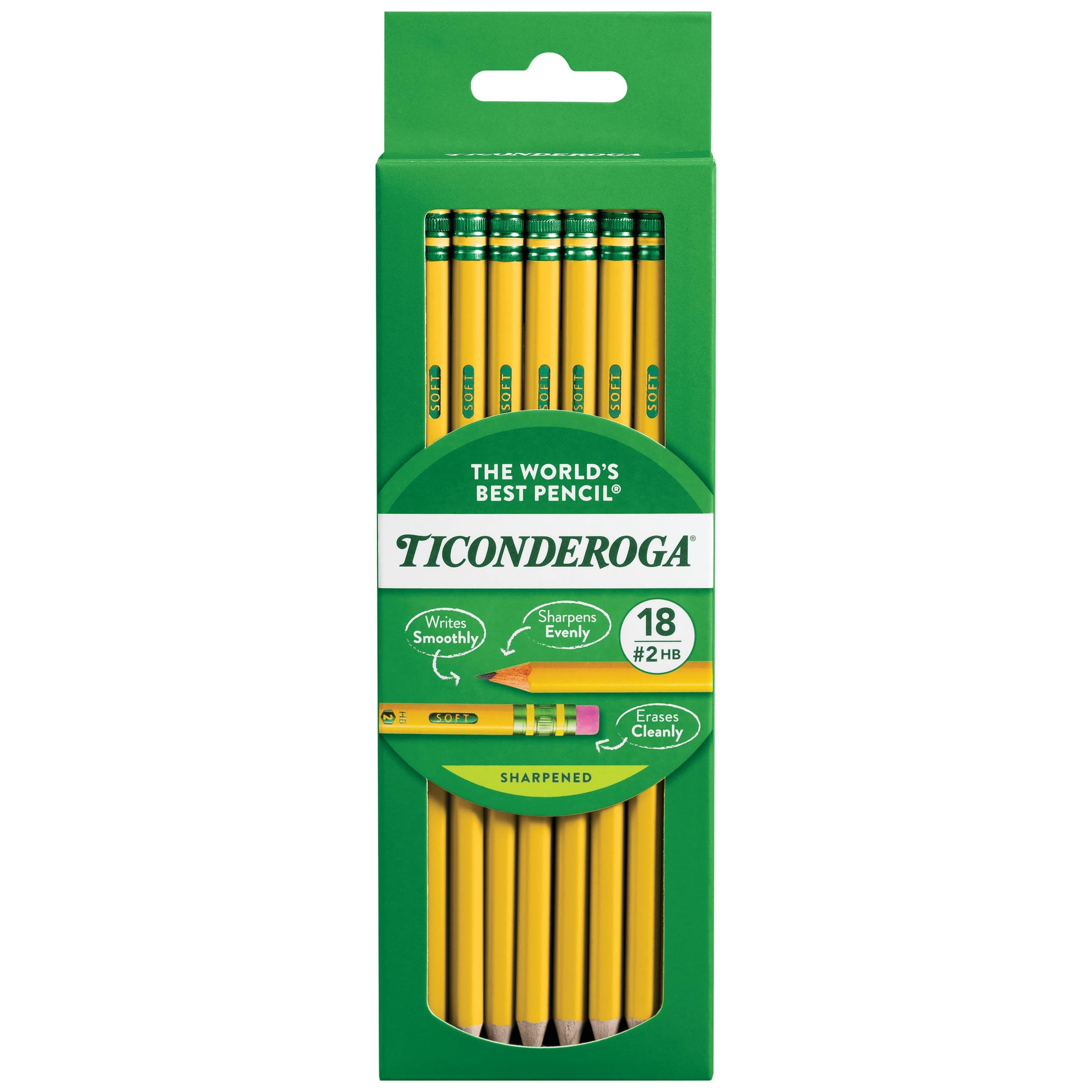Pencils, Graphite #2, Yellow, 18-Pack