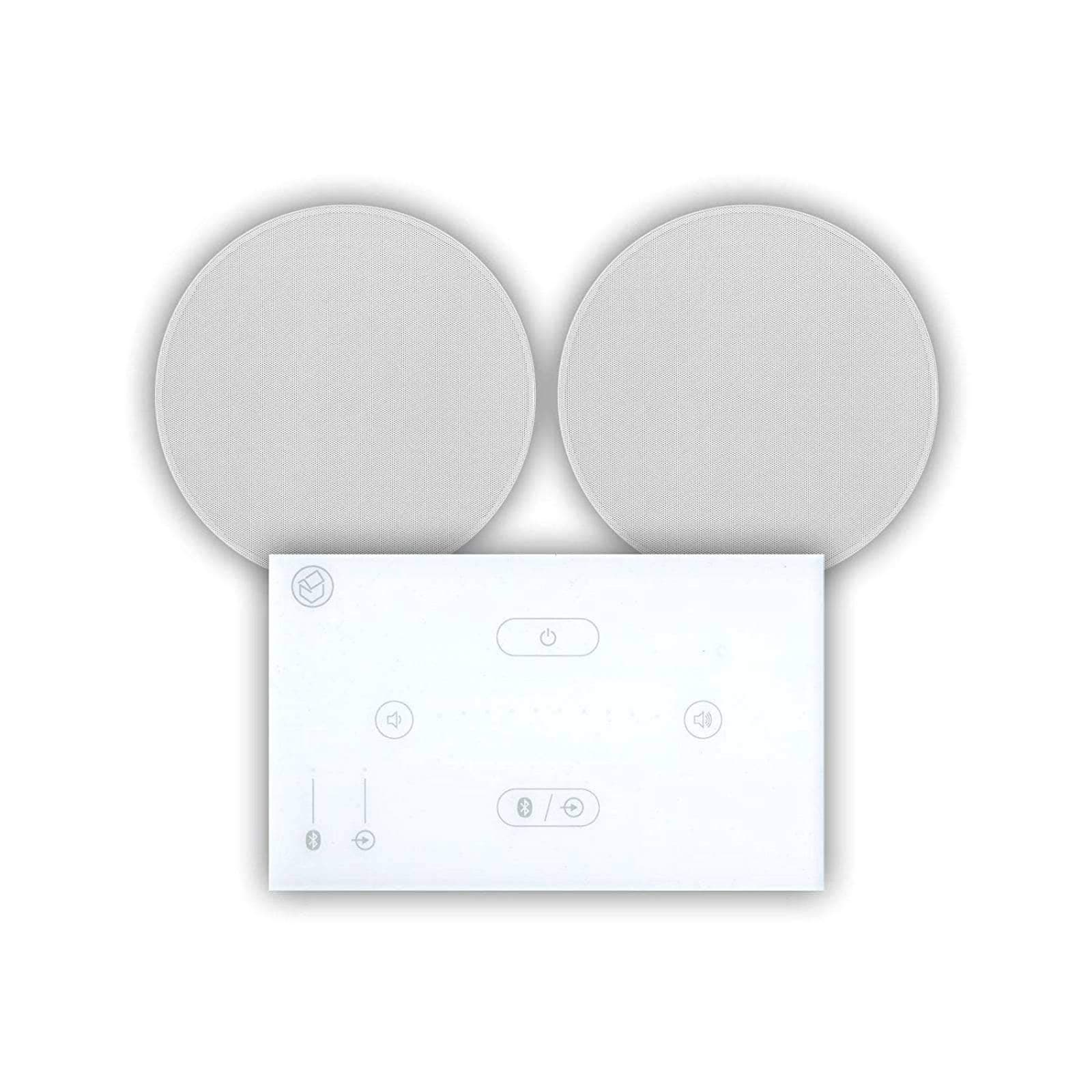 Systemline E50 Built-In Bluetooth Amplifier Hi-Fi Speaker System (White) & 6.5" Ceiling Speakers (1 Pair 6.5" Qi65CB Ceiling Speakers)