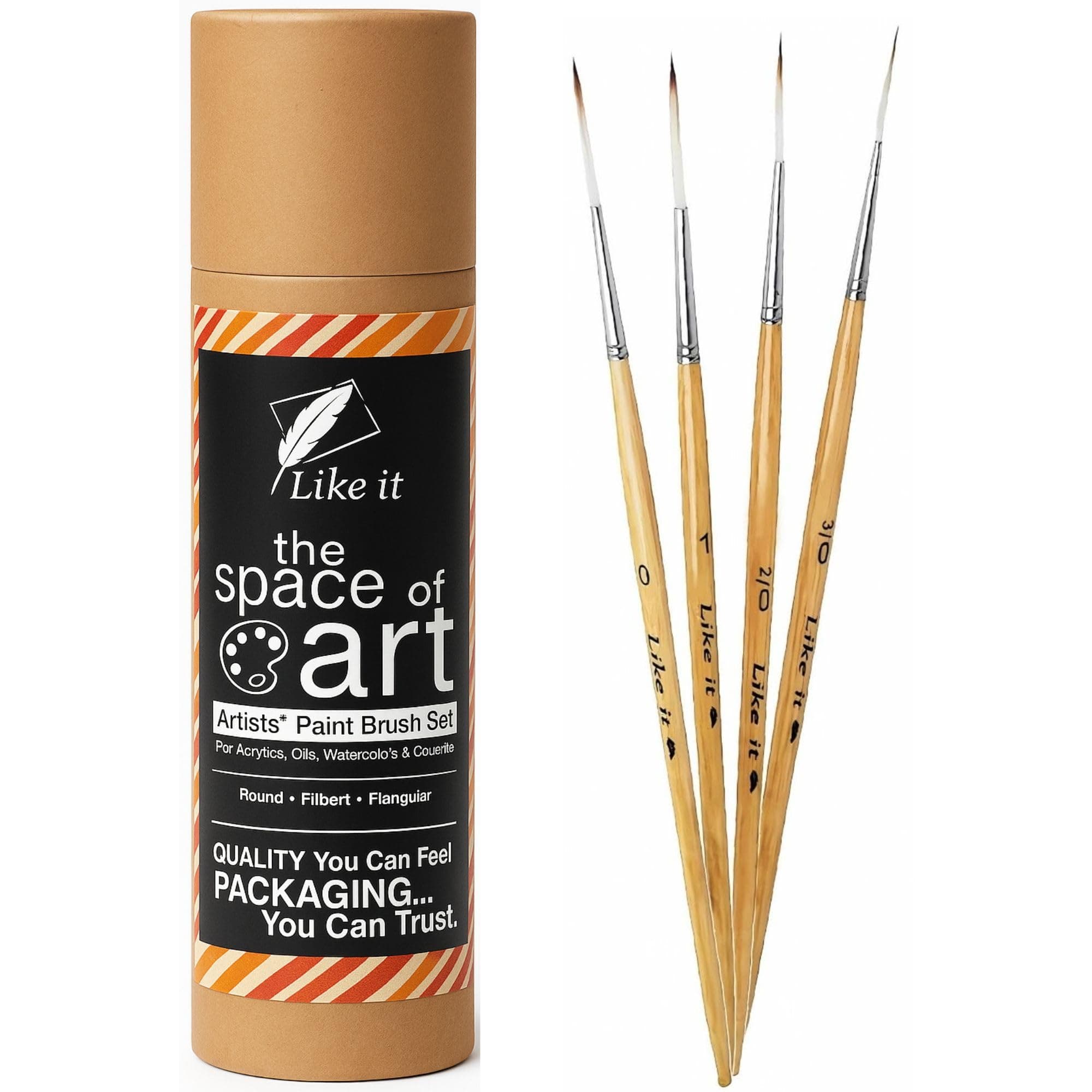 Long Liner/Detailing Paint Pointed Rigger Script Brushes Range Size: 000, Size: 00, Size: 0, Size: 1