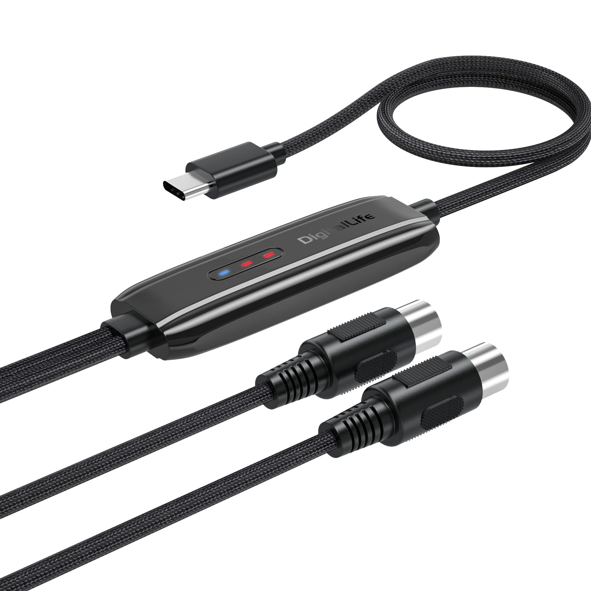 DigitalLife USB to 5-Pin MIDI Interface for PC and Mac - Metal, MIDI-C01