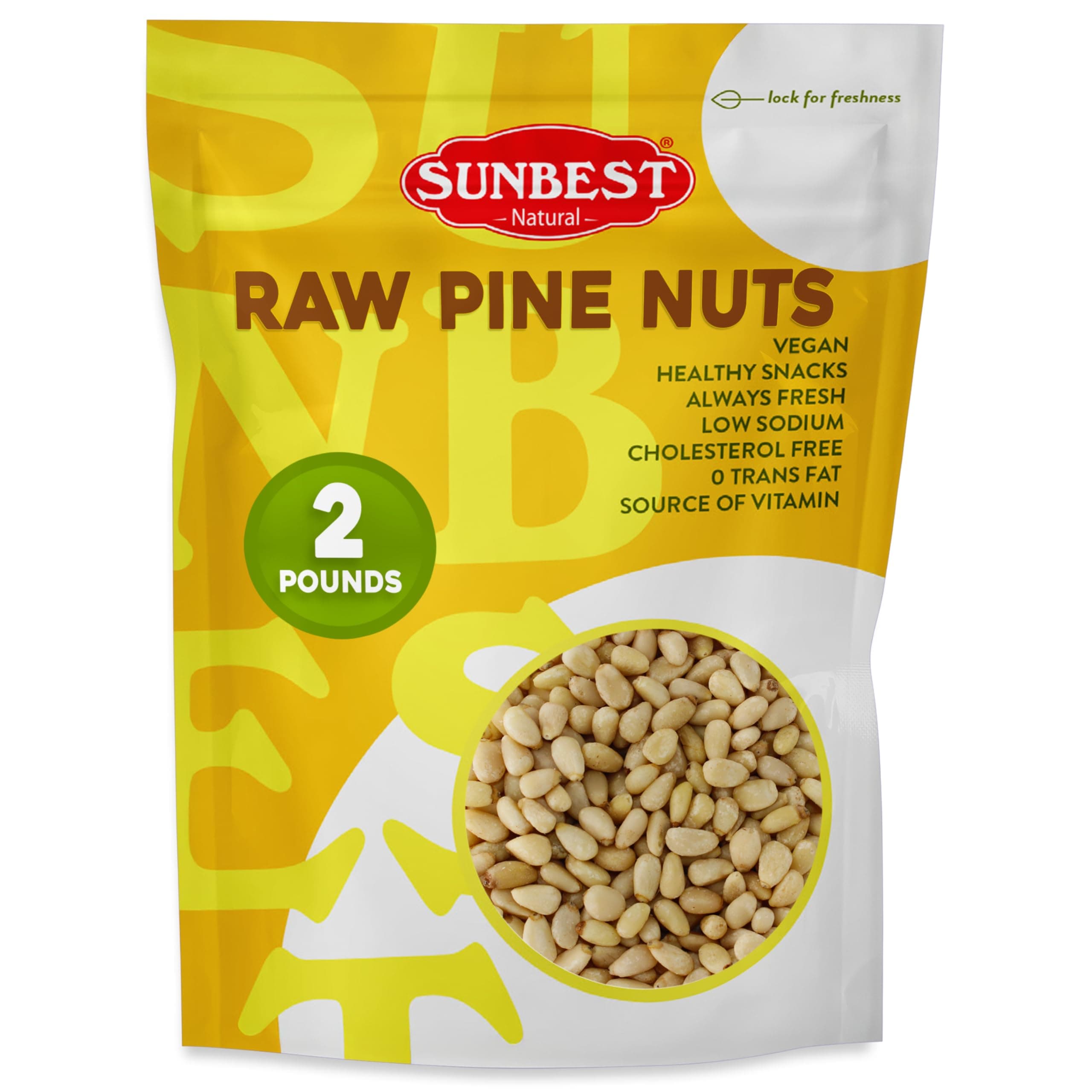 Pine Nuts Pignolia 32 Oz (2 lbs) 1 Pack – Unsalted, Raw, Crunchy, Fresh & Delicious, Kosher Certified - Ideal for Snacking, Topping & Baking - Non-GMO, Gluten Free