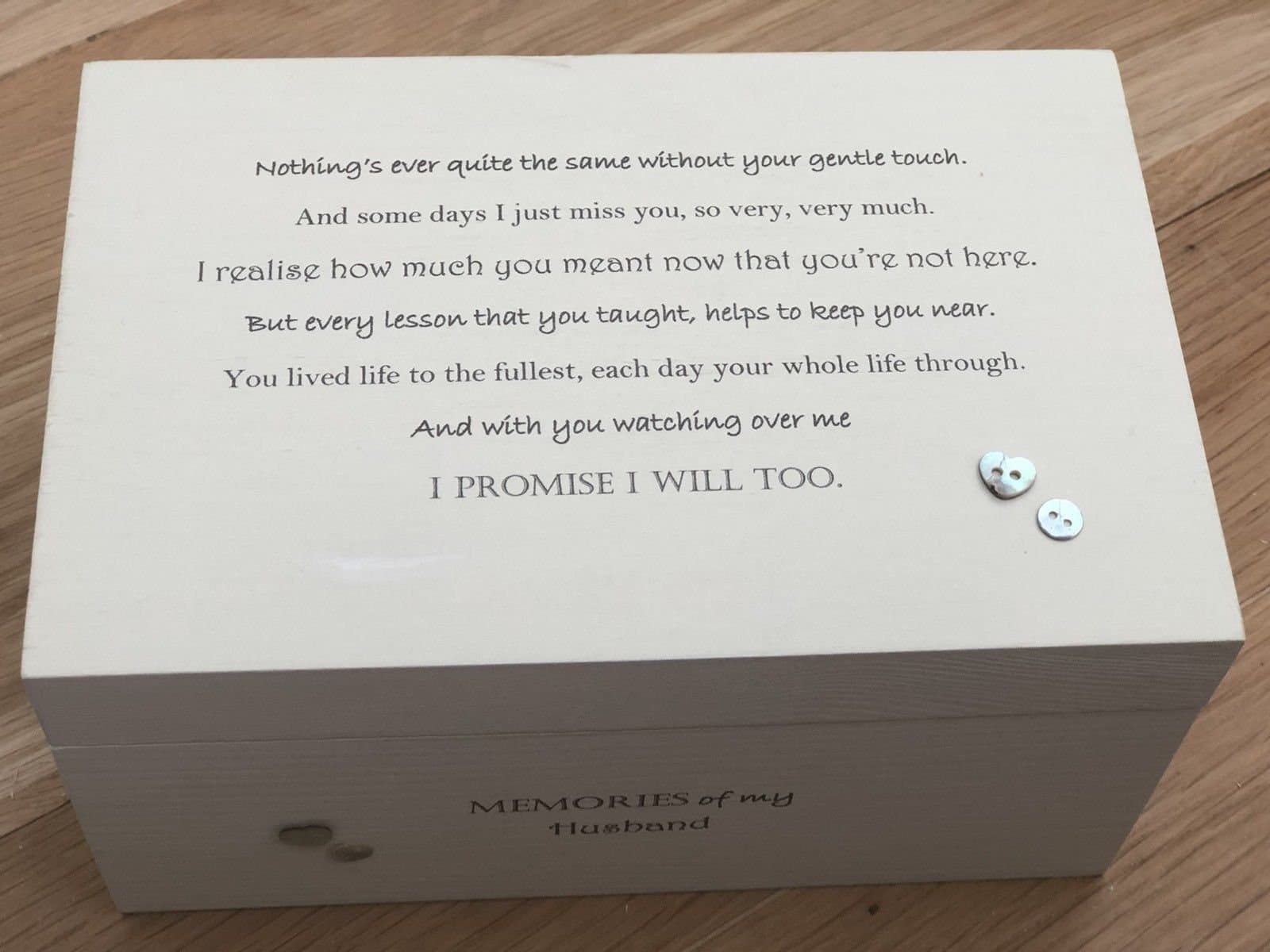 PERSONALISED ~ Memory Box HUSBAND ~ BEREAVEMENT ~ WIFE HUSBAND Keepsake In Memory of a loved one ~ any name~