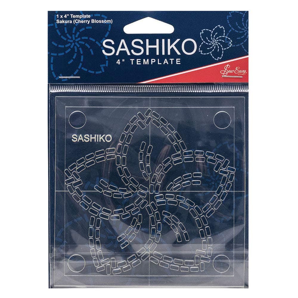 Sew Easy 4” Sashiko Template – Sakura (Cherry Blossom) Quilting & Patchwork Rule for Applique Sewing, Transparent Acrylic Non-Slip, Instructions Included