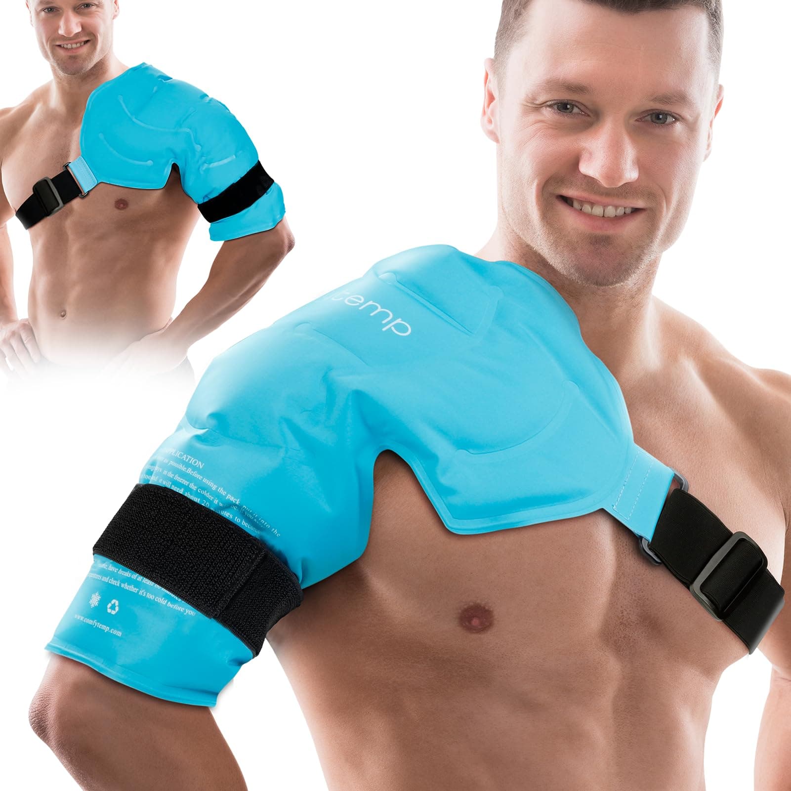 Comfytemp Shoulder Ice Pack Rotator Cuff Cold Therapy Wrap, FSA Eligible HSA, Gel Packs for Injuries Reusable Hot Cold Compress Shoulder Brace for Pain Relief, Men Women Recovery Item (Large/X-Large)